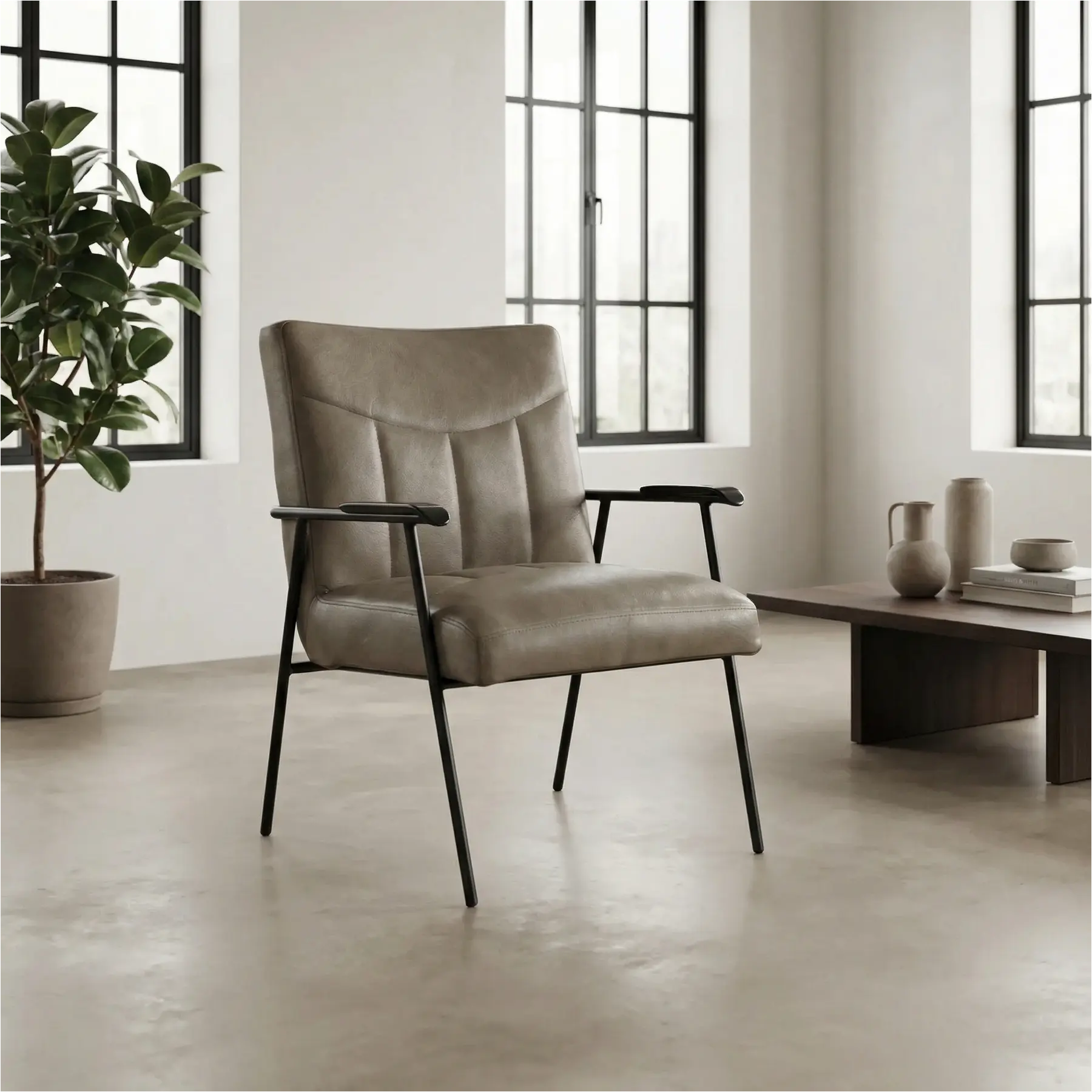afbeelding van Leren fauteuil Beam