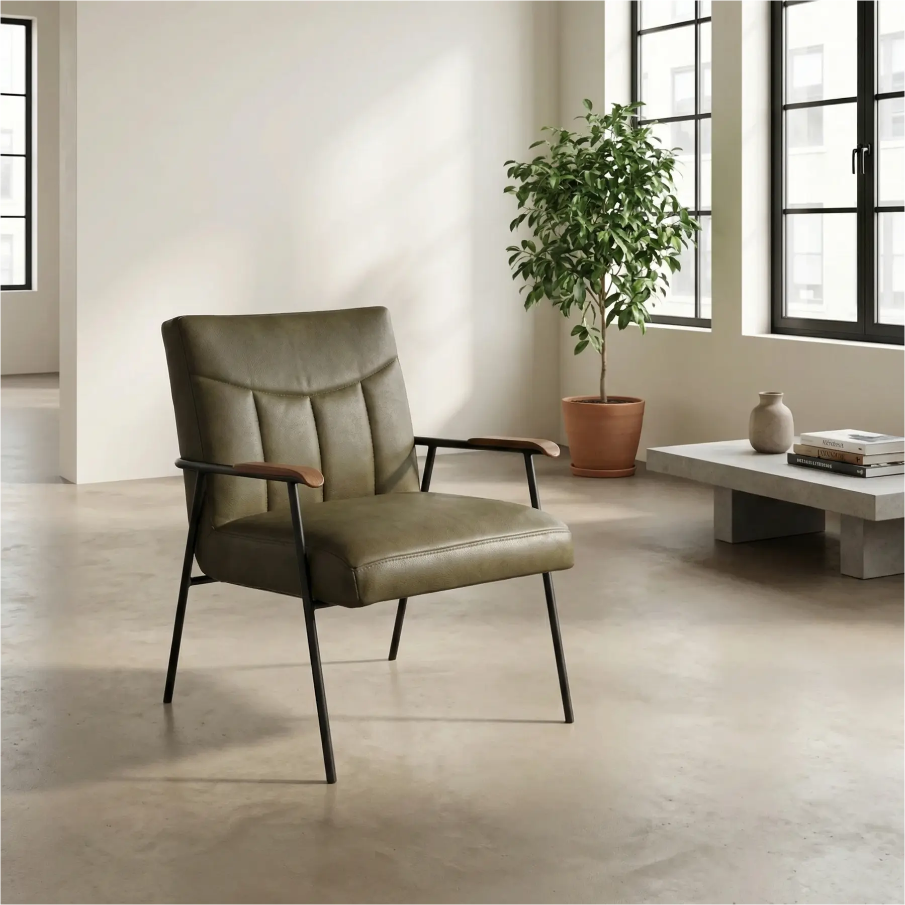afbeelding van Leren fauteuil Beam - Granada Ash (grijs/bruin)