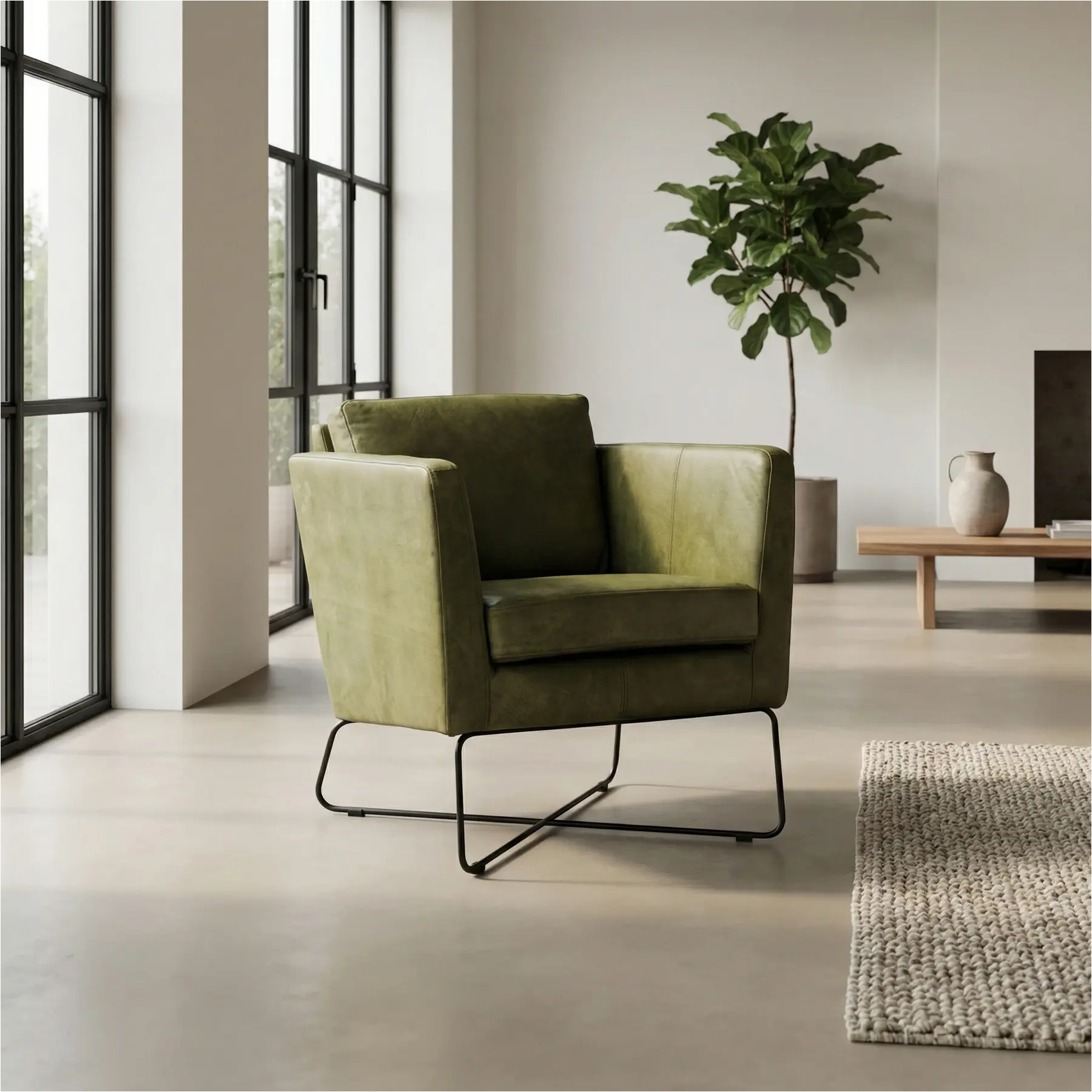 afbeelding van Leren fauteuil Crossover - Kenia Olive (olijf)