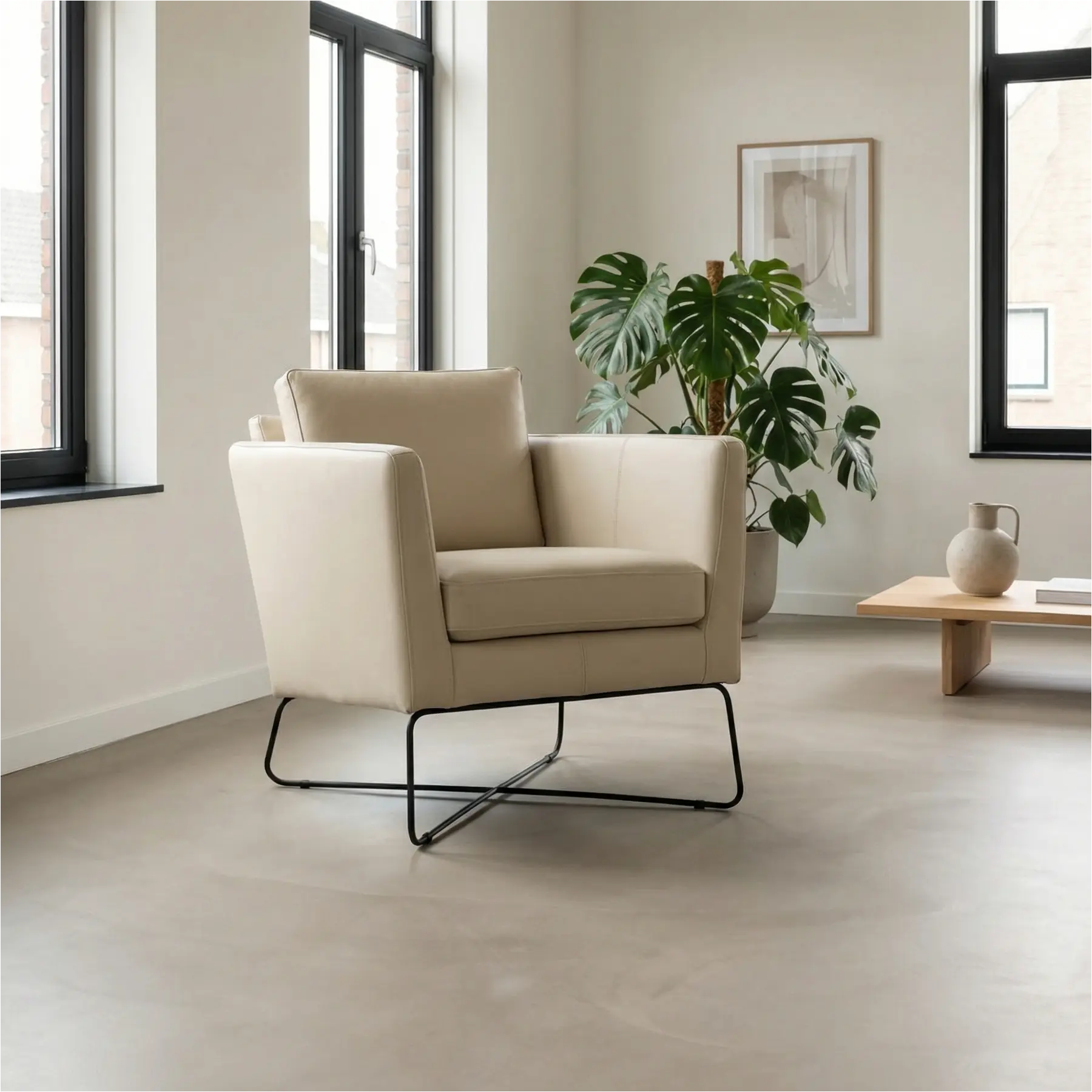 afbeelding van Leren fauteuil Crossover - Toledo Betulla (crème)