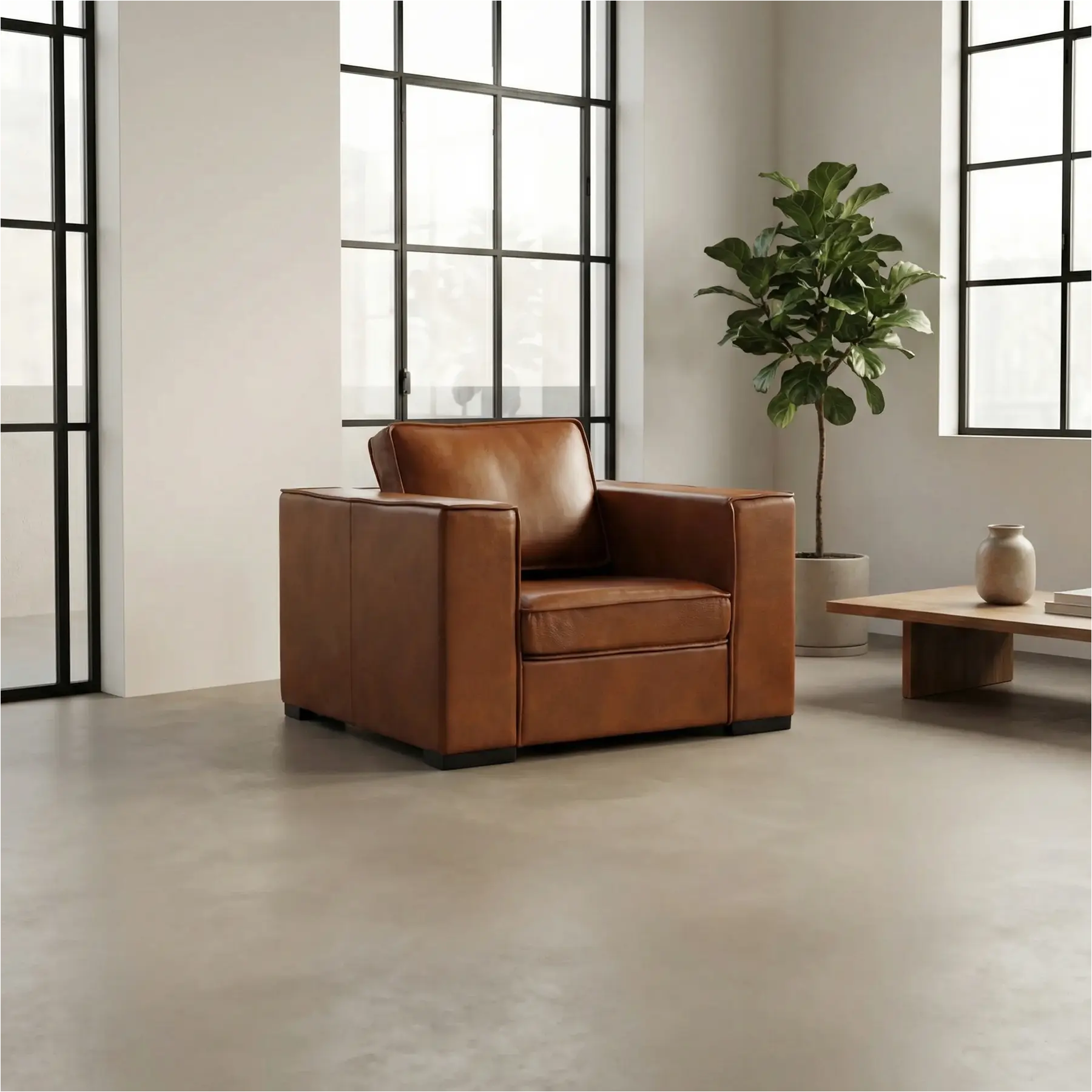 afbeelding van Leren fauteuil Fine