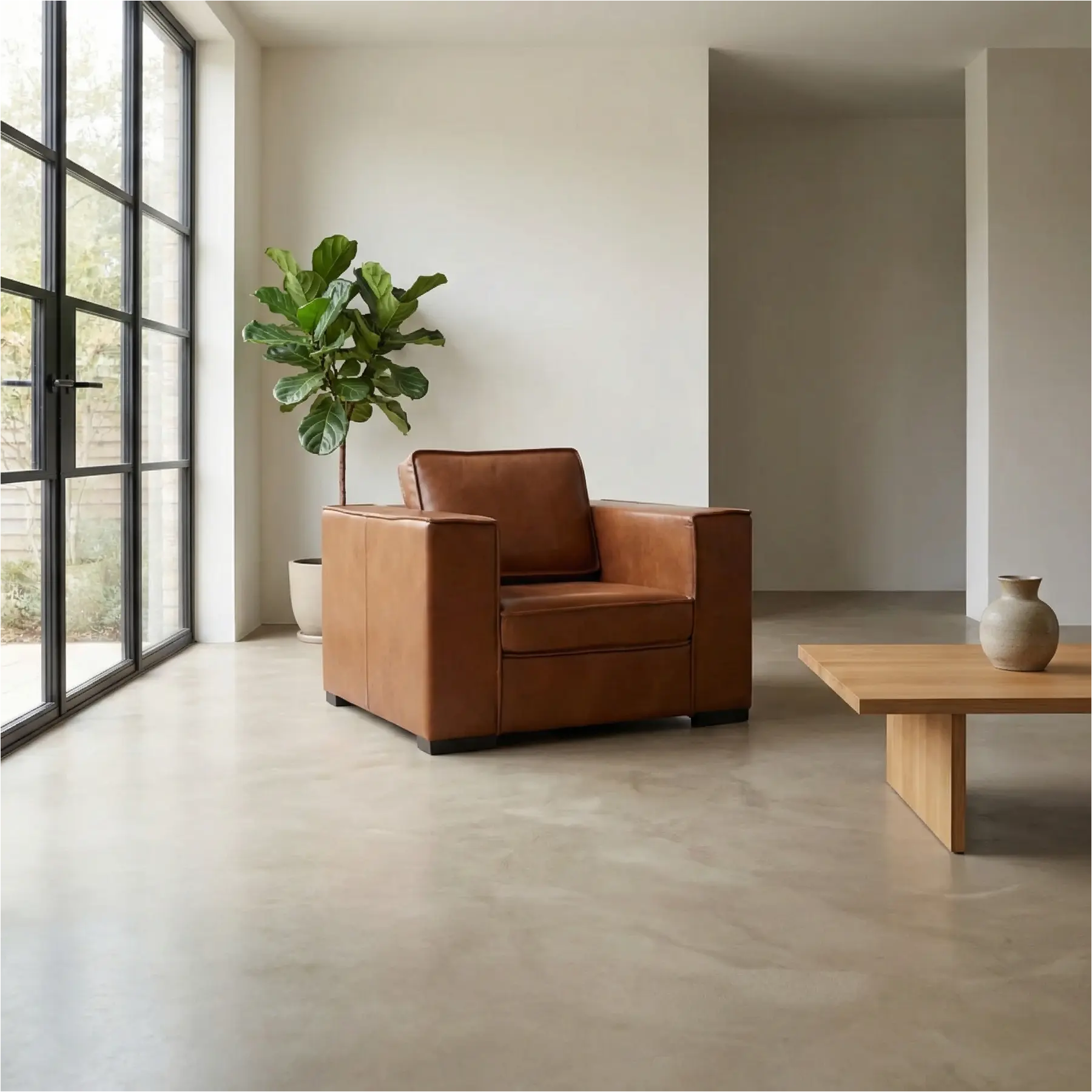 afbeelding van Leren fauteuil Fine - Granada Savannah (cognac) - Poten hout bruin