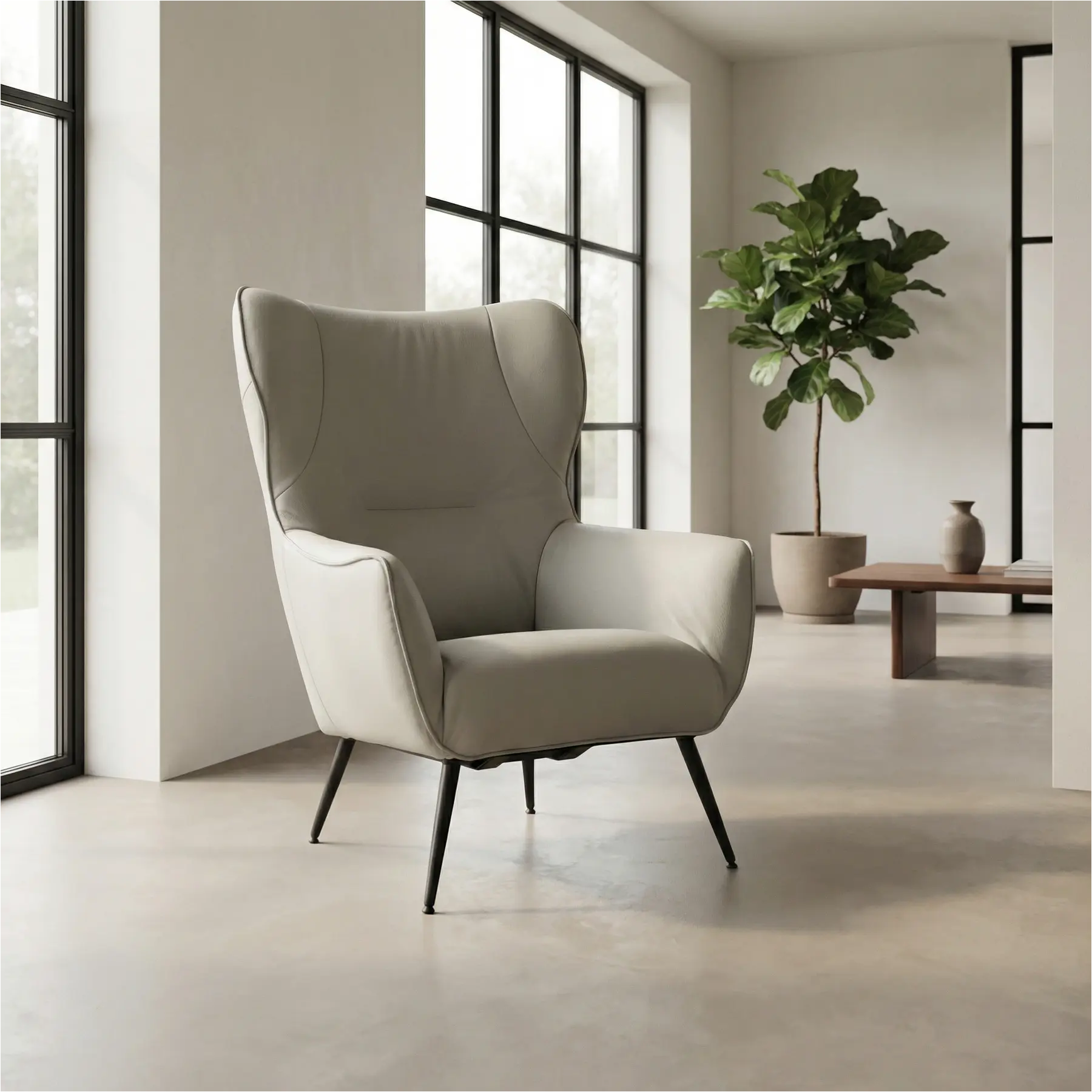 afbeelding van Leren fauteuil Flair - Toledo Perle (lichtgrijs)
