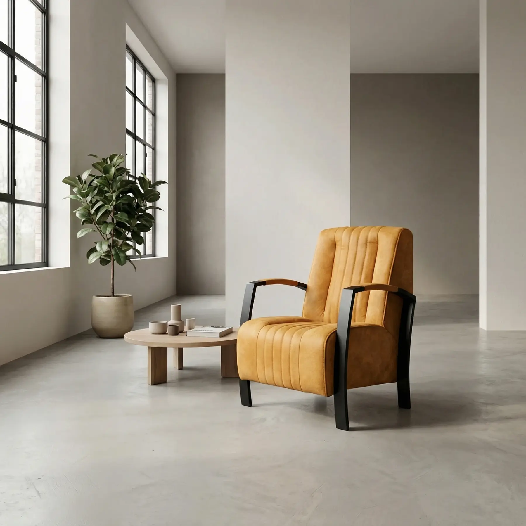 afbeelding van Leren fauteuil Glamour - Kenia Cognac (cognac)