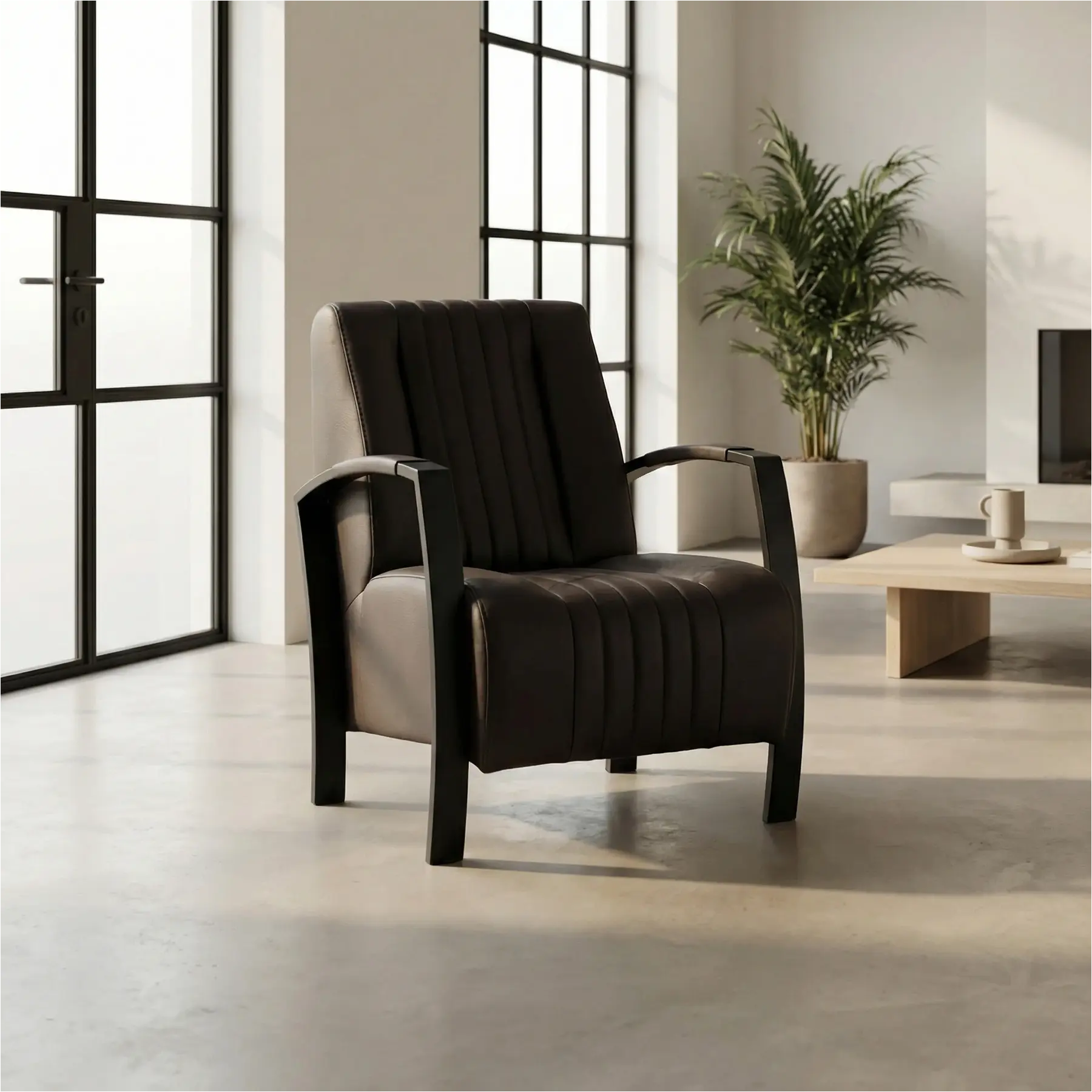 afbeelding van Leren fauteuil Glamour - Toledo Caffe (donkerbruin)