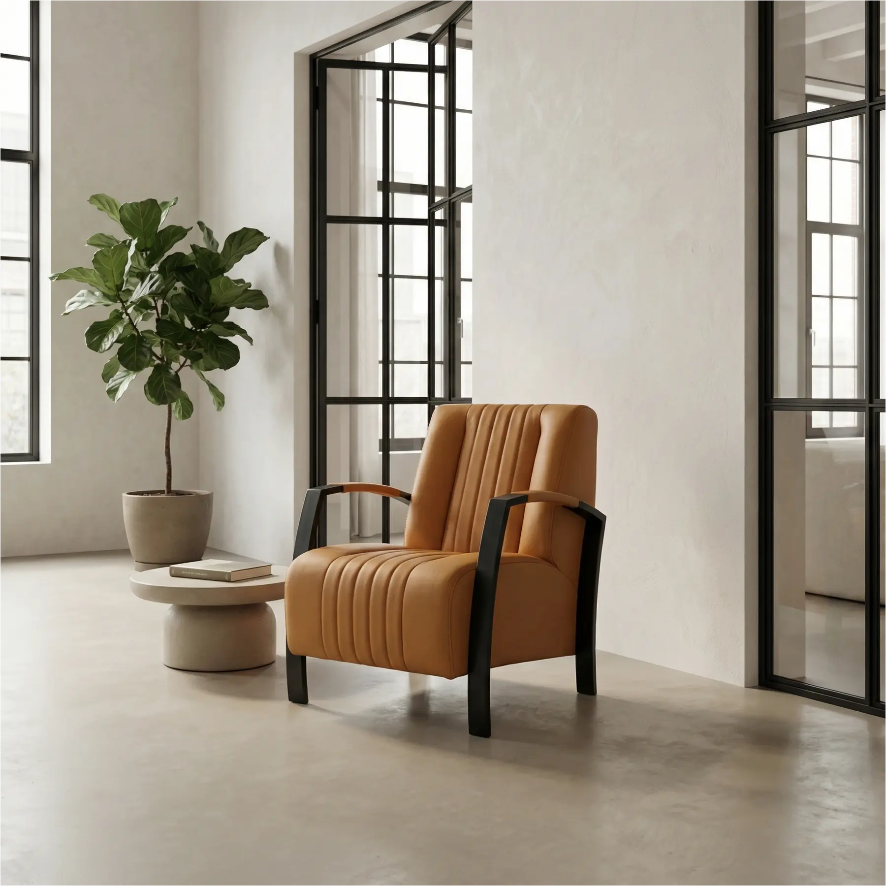 afbeelding van Leren fauteuil Glamour - Toledo Sabbia (lichtcognac)