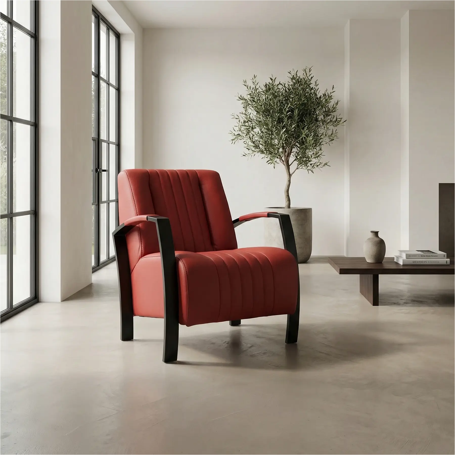 afbeelding van Leren fauteuil Glamour - Toledo Siegelstein (rood)
