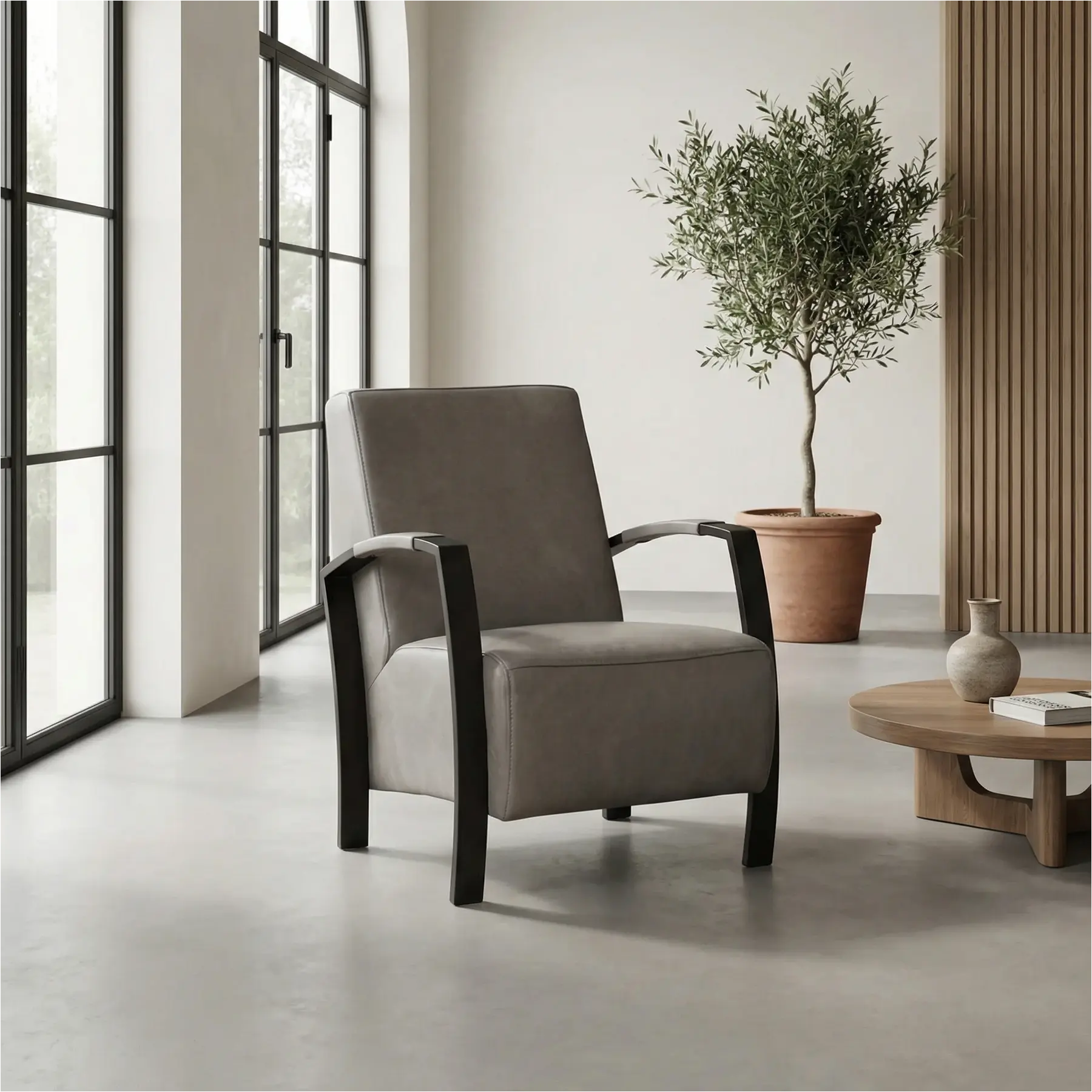 afbeelding van Leren fauteuil Glory - Granada Steel (grijs)