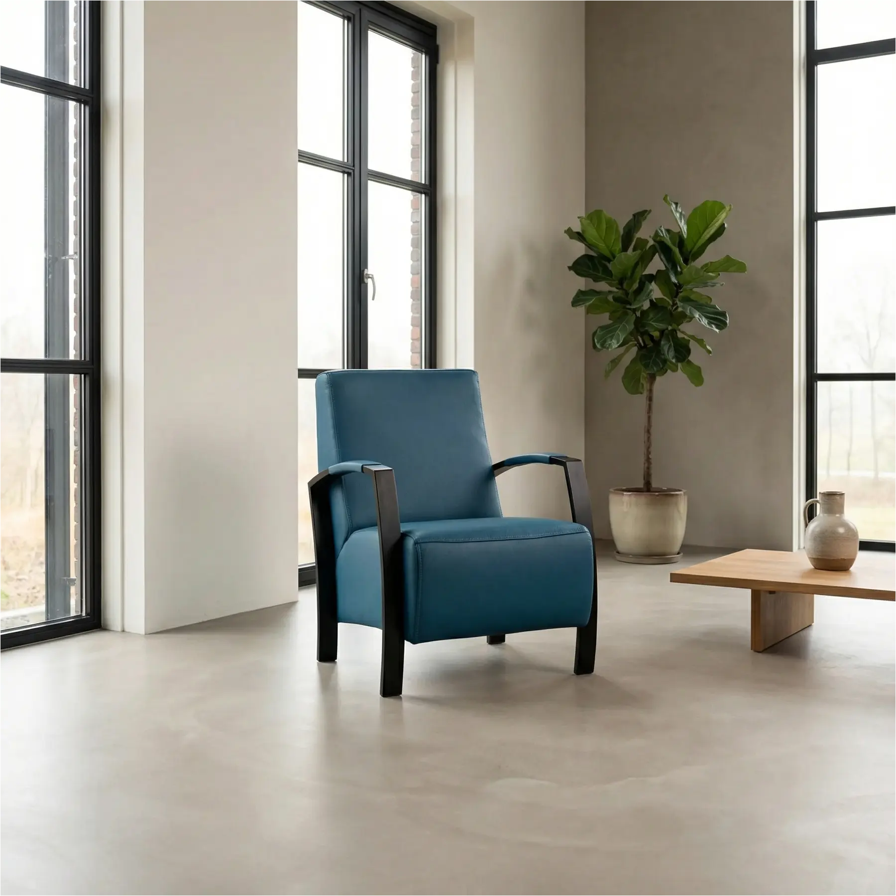 afbeelding van Leren fauteuil Glory - Toledo Turquoise (blauw)