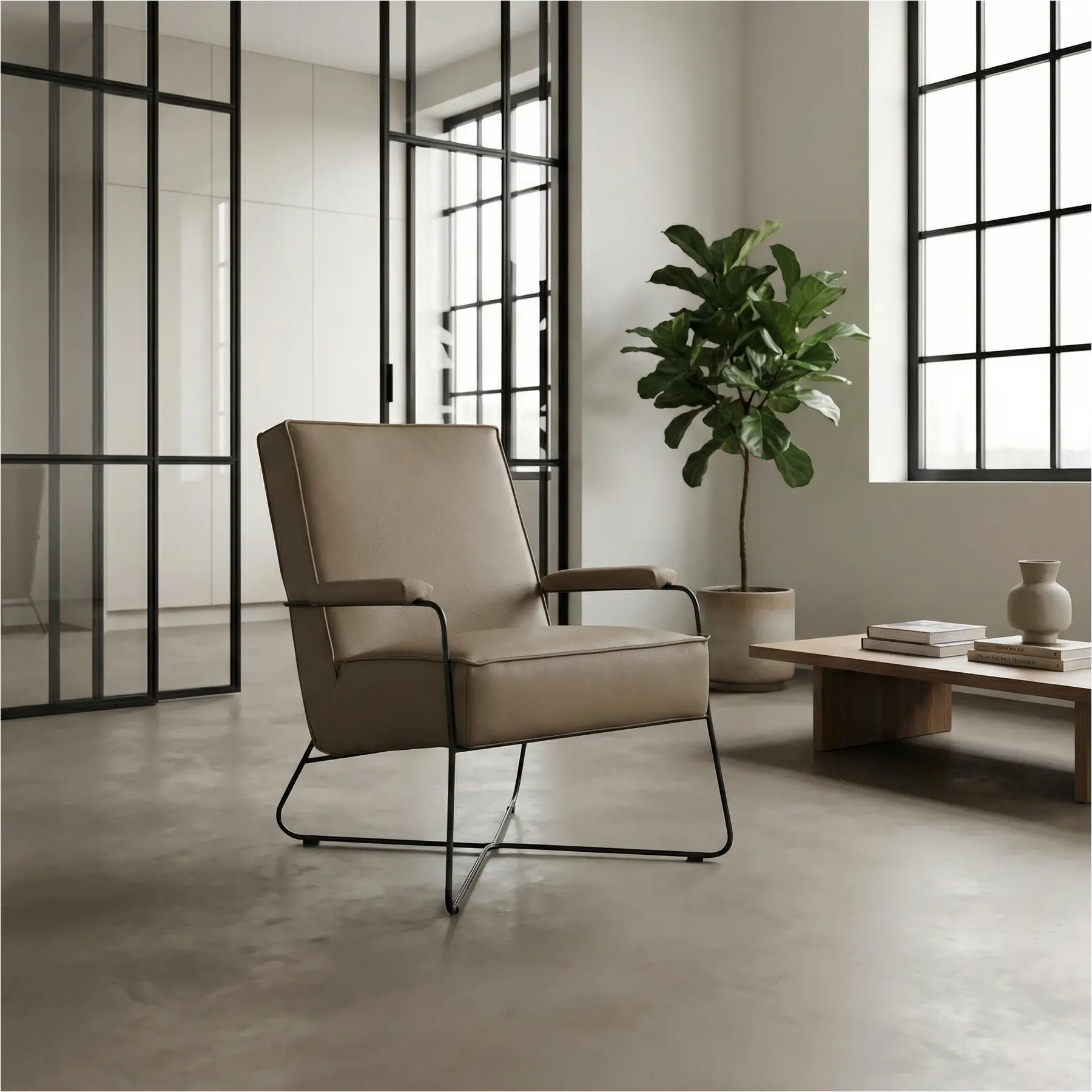 afbeelding van Leren fauteuil Hope - Hermes Mocca (taupe/bruin)