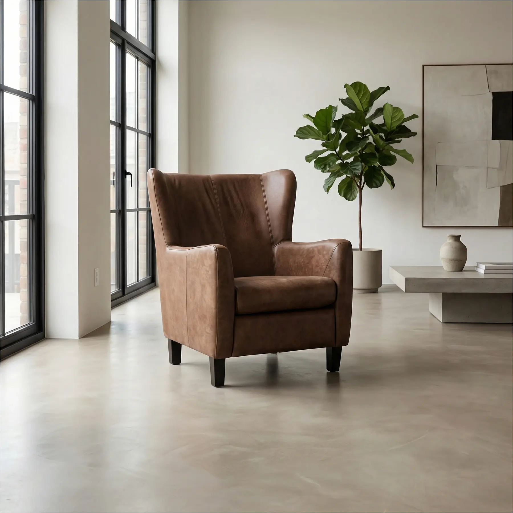 afbeelding van Leren fauteuil Hug