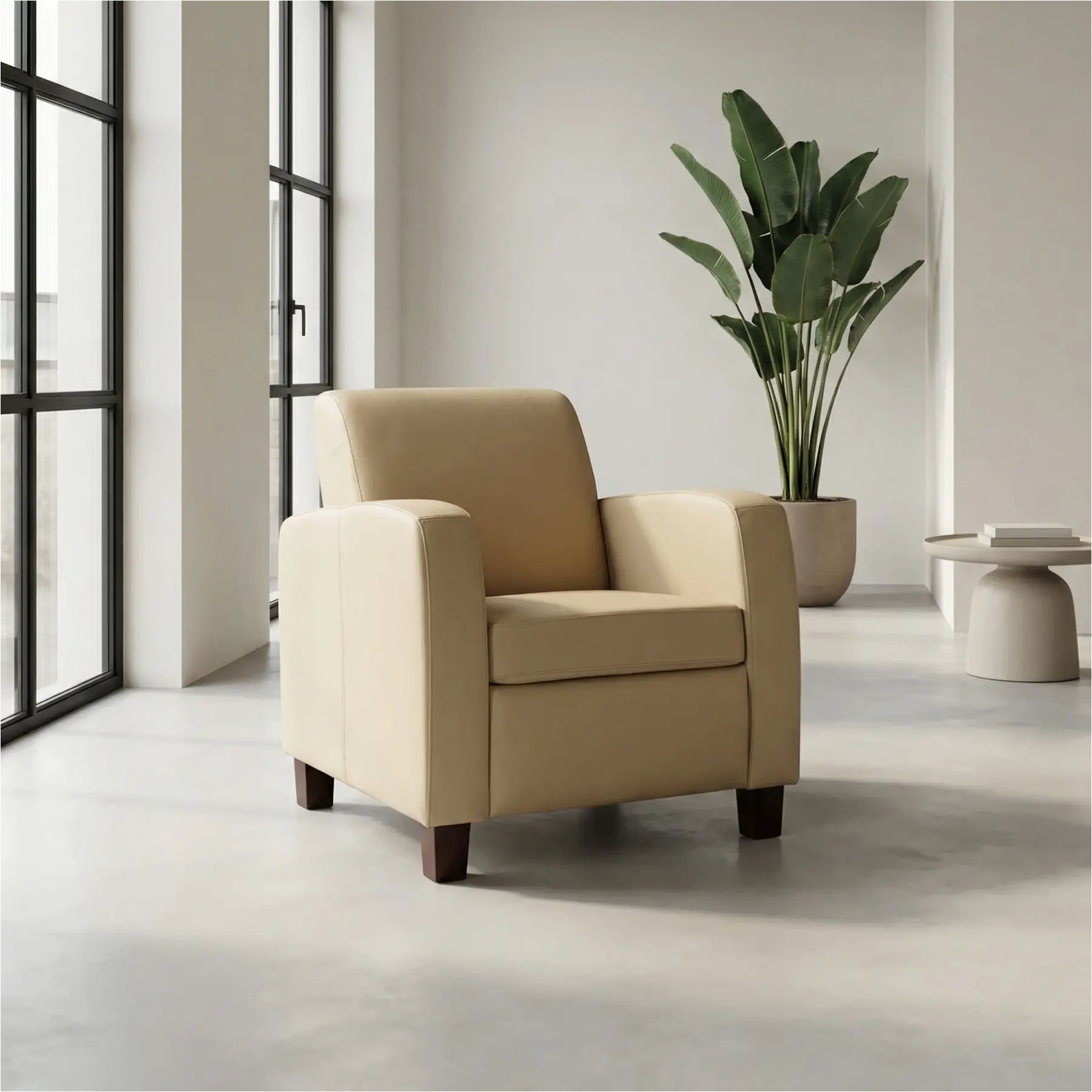 afbeelding van Leren fauteuil Joy - Toledo Kalahari (bruin) - Poten hout bruin