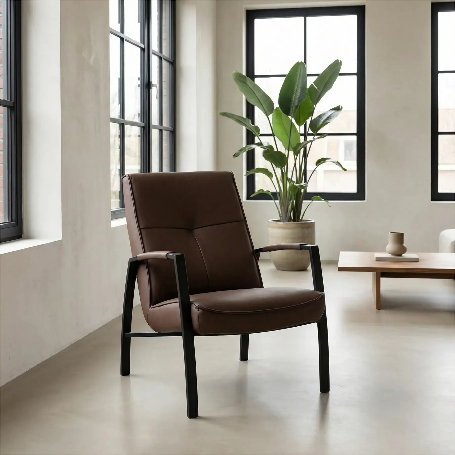 afbeelding van Leren fauteuil Level - Toledo Espresso (bruin)