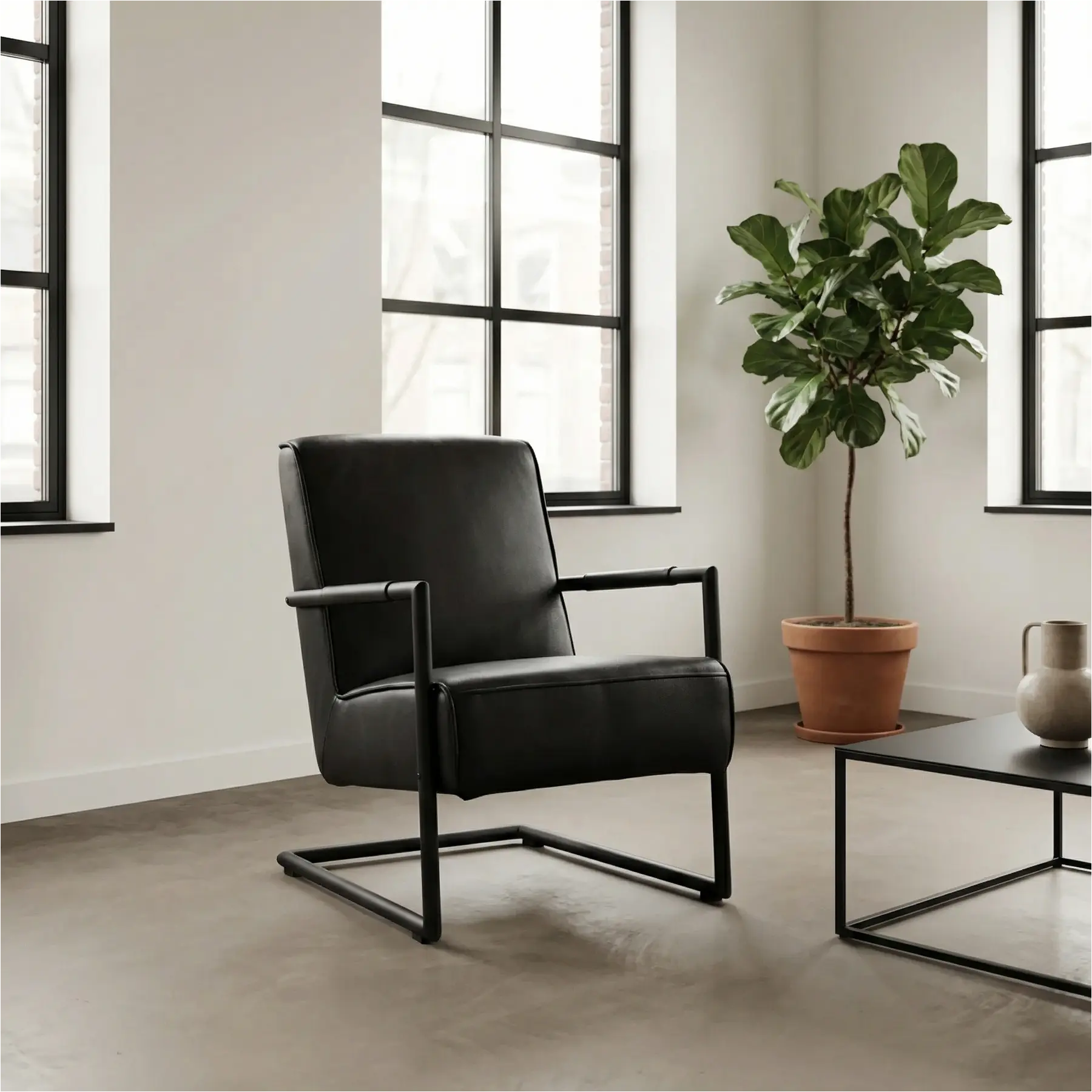 afbeelding van Leren fauteuil Lodge