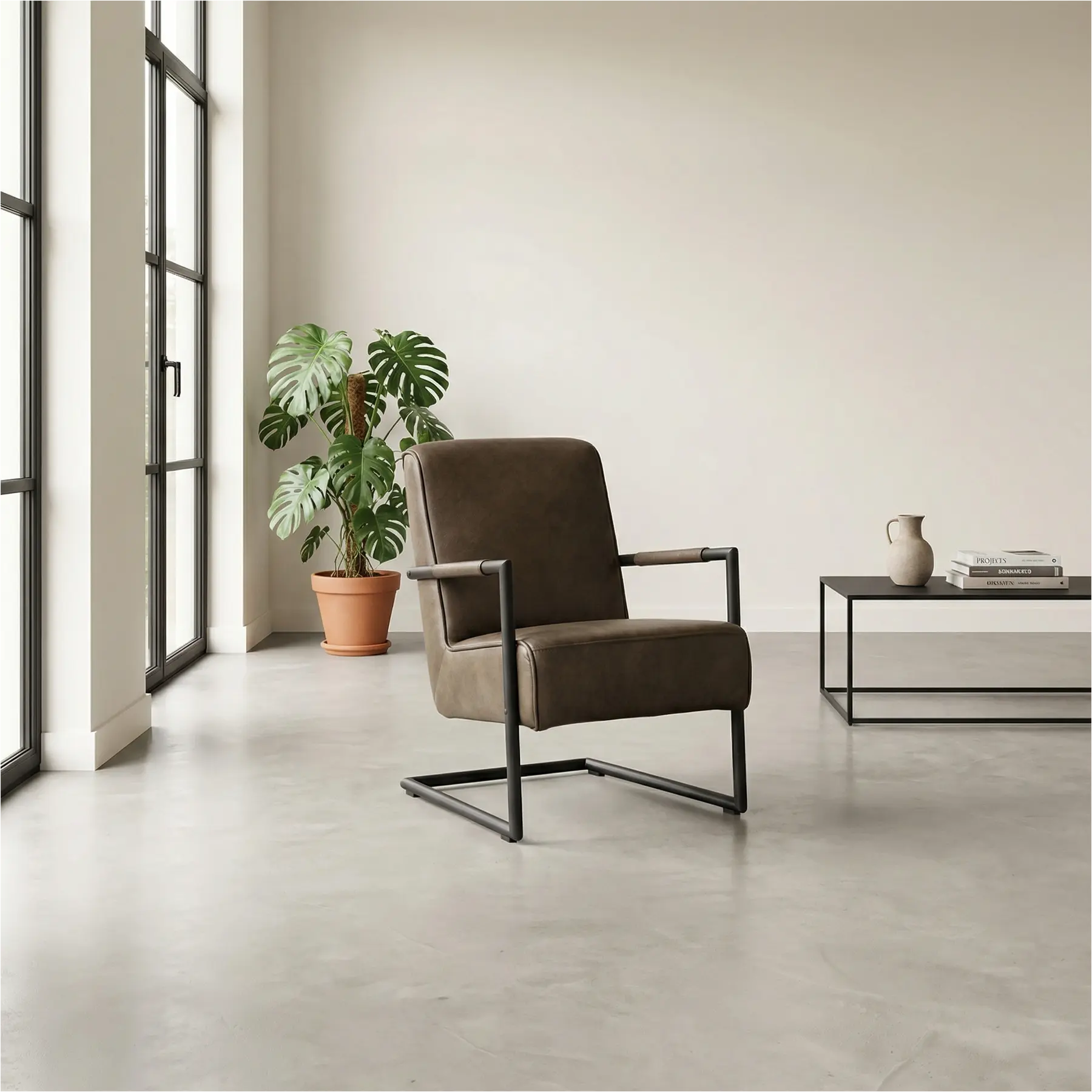 afbeelding van Leren fauteuil Lodge - Granada Ash (grijs/bruin)