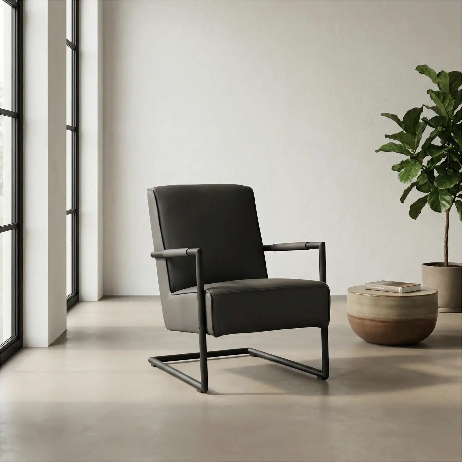 afbeelding van Leren fauteuil Lodge - Toledo Antracite (donkergrijs)