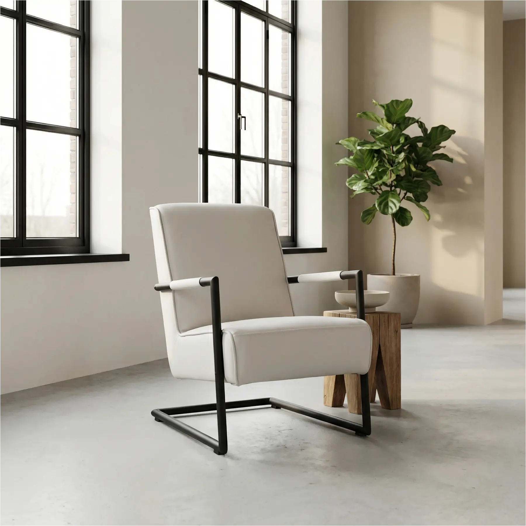 afbeelding van Leren fauteuil Lodge - Toledo Misty (crème)