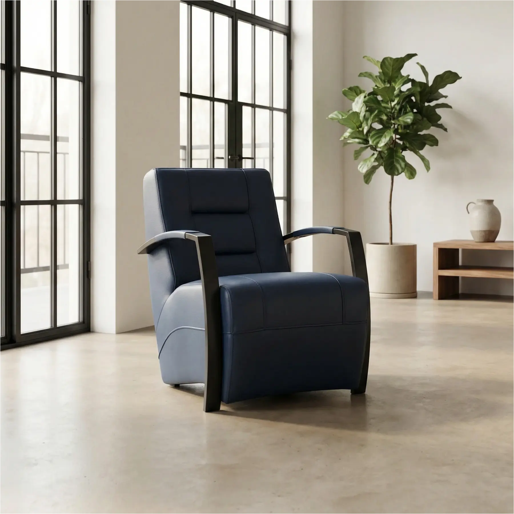 afbeelding van Leren fauteuil Magnificent - Massif Azzurro (blauw)