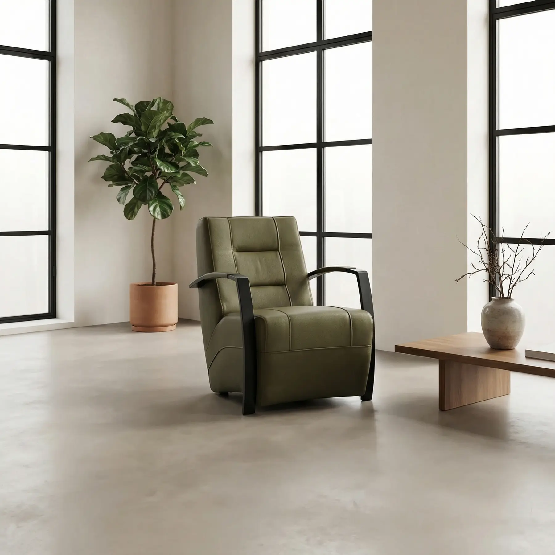 afbeelding van Leren fauteuil Magnificent - Toledo Olive (olijf/goen)