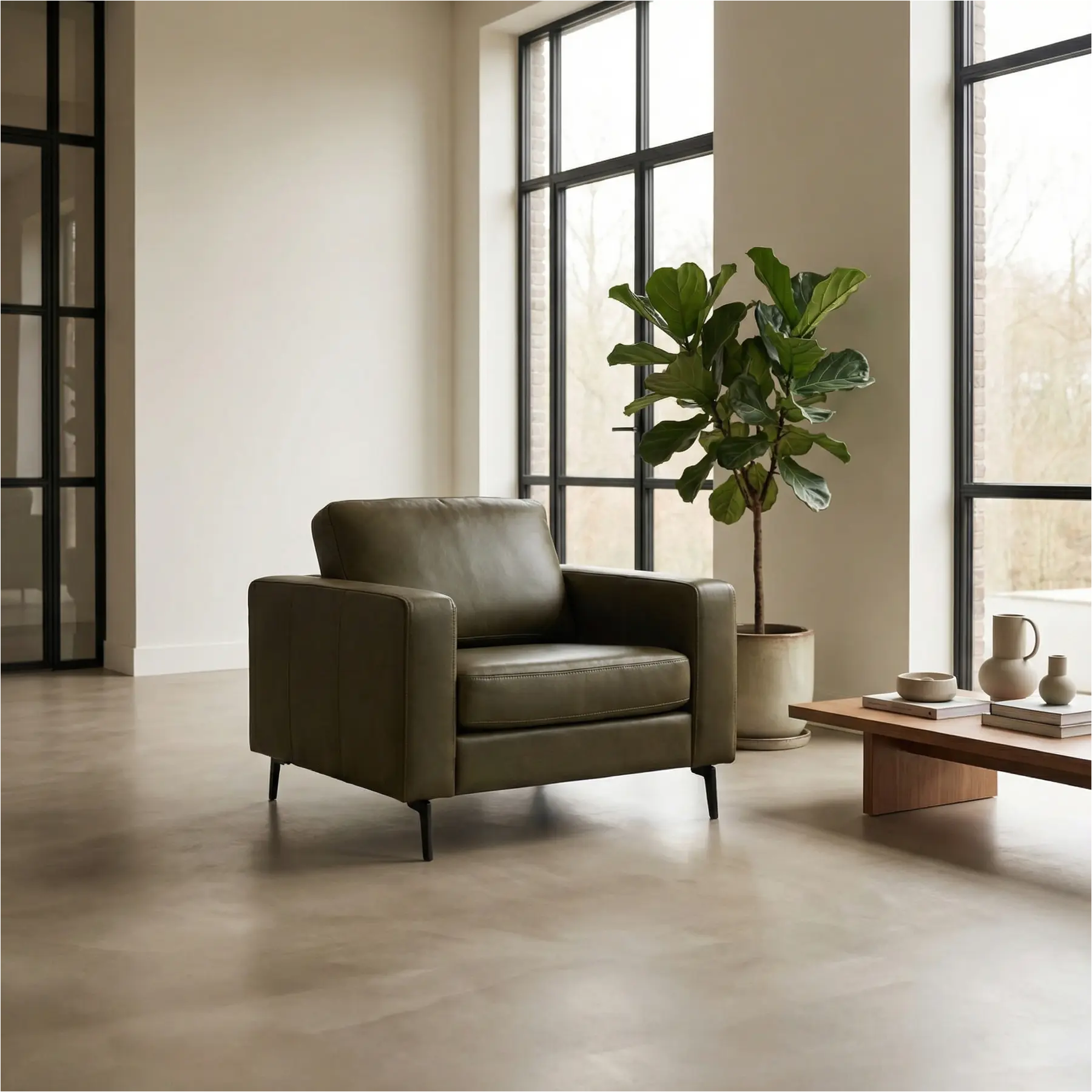 afbeelding van Leren fauteuil Match