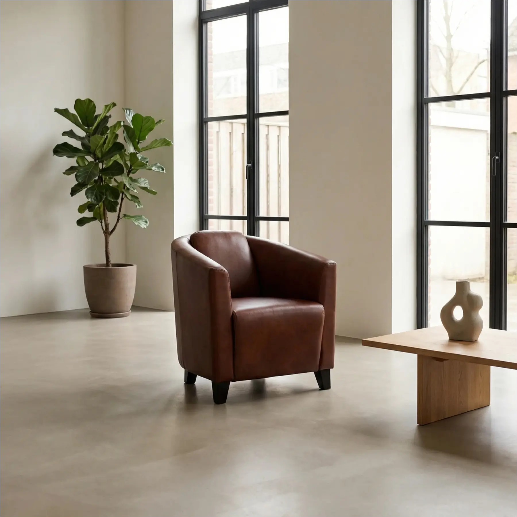 afbeelding van Leren fauteuil Press