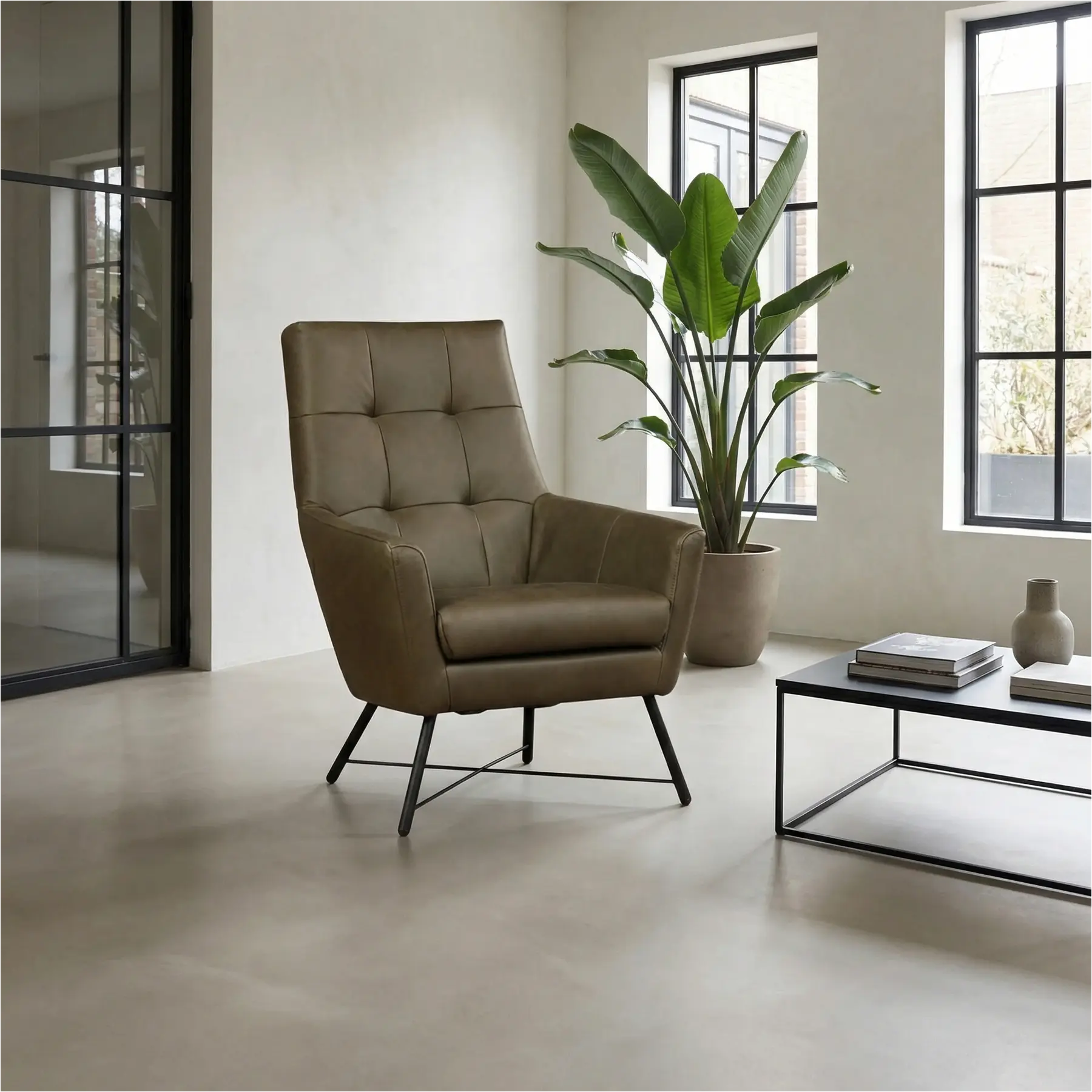 afbeelding van Leren fauteuil Proud - Rancho Green (olijf/groen)