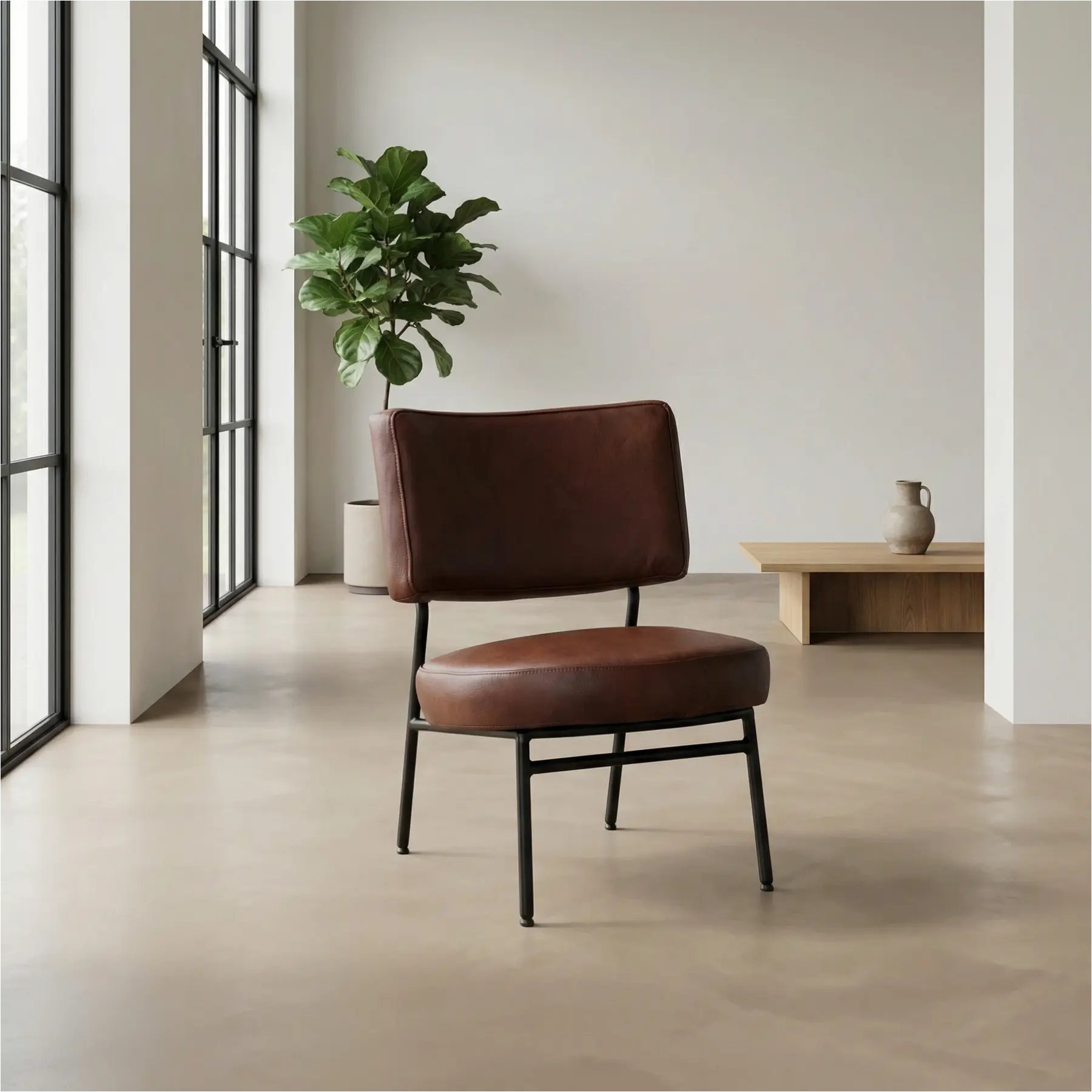 afbeelding van Leren fauteuil Rondo