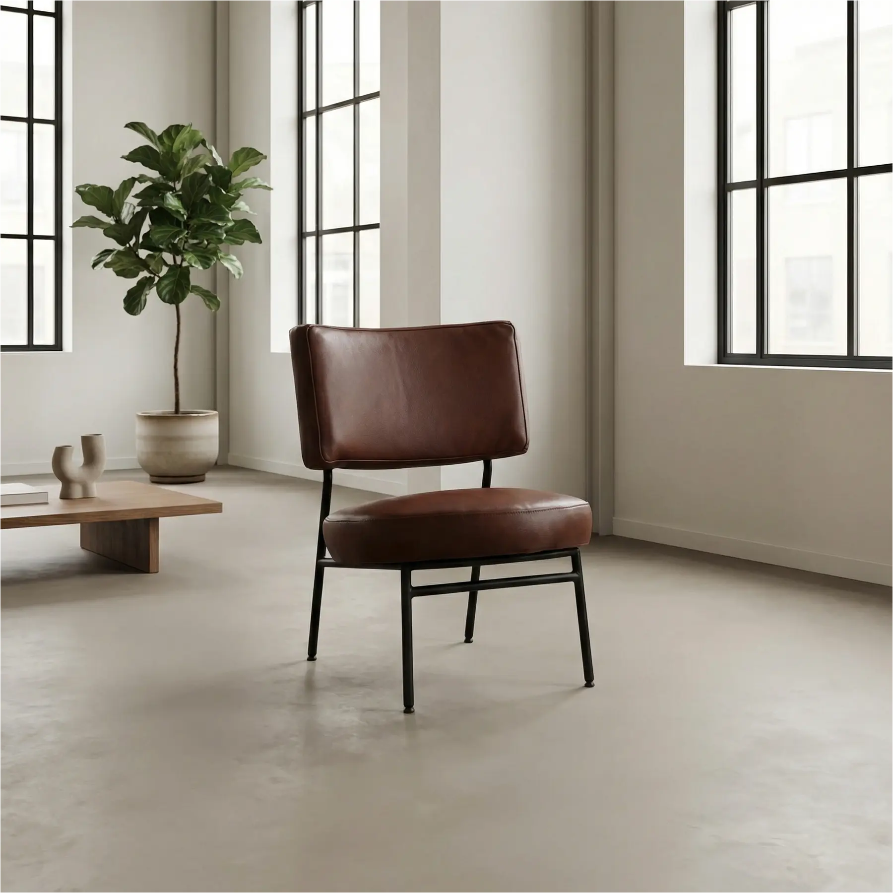 afbeelding van Leren fauteuil Rondo - Granada Cognac (donkercognac)