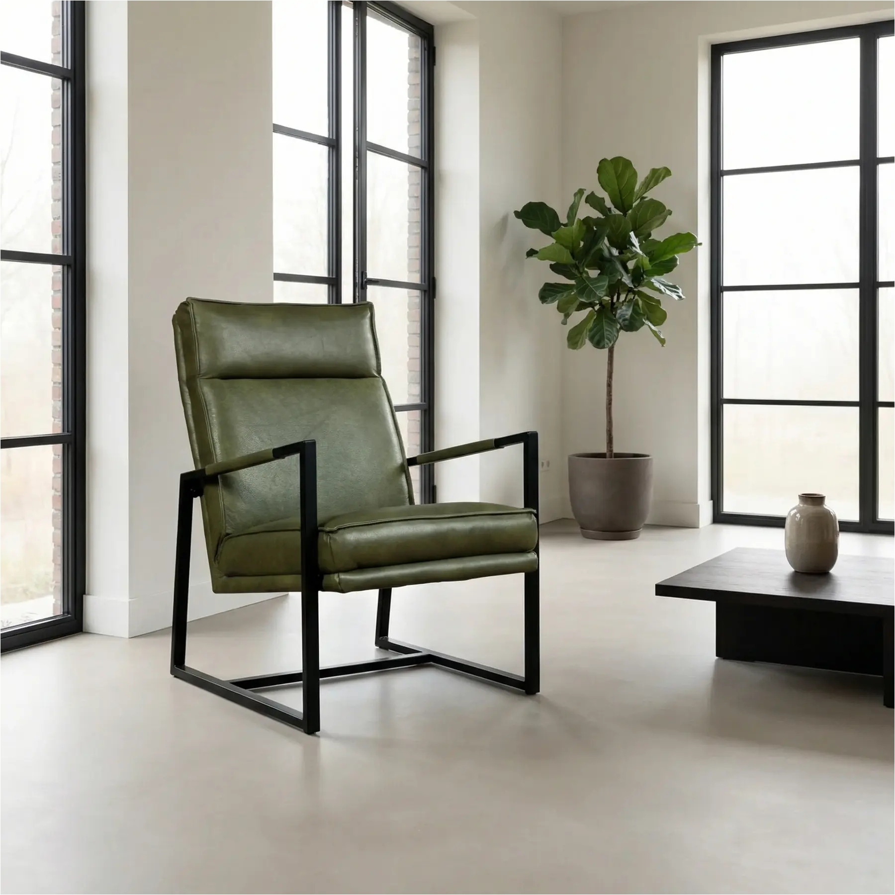 afbeelding van Leren fauteuil Square