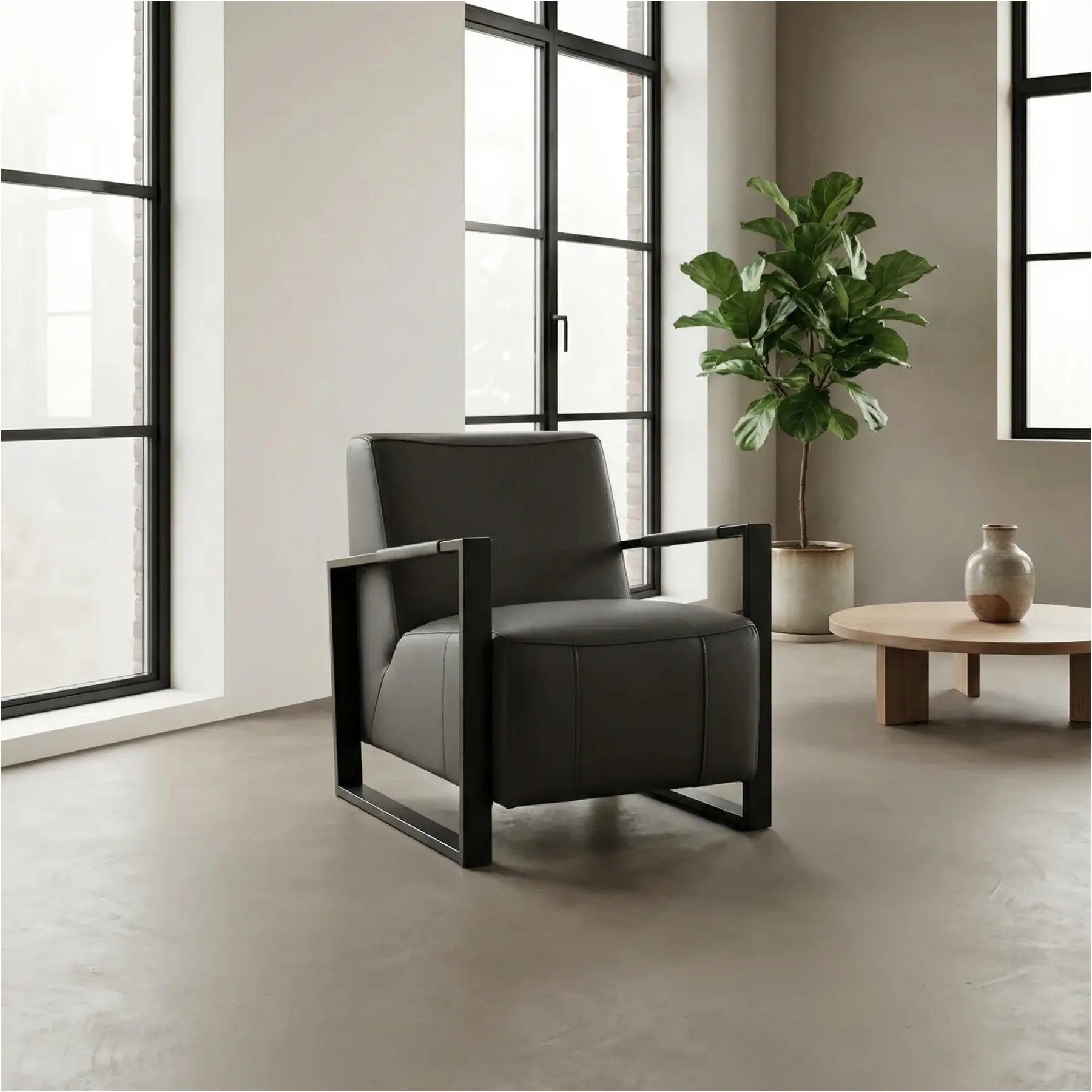 afbeelding van Leren fauteuil Touch - Toledo Antracite (donkergrijs)