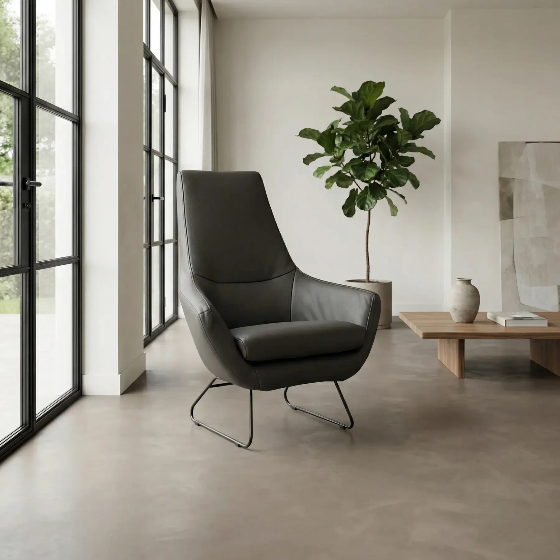 afbeelding van Leren fauteuil Trust - Toledo Antracite (donkergrijs)