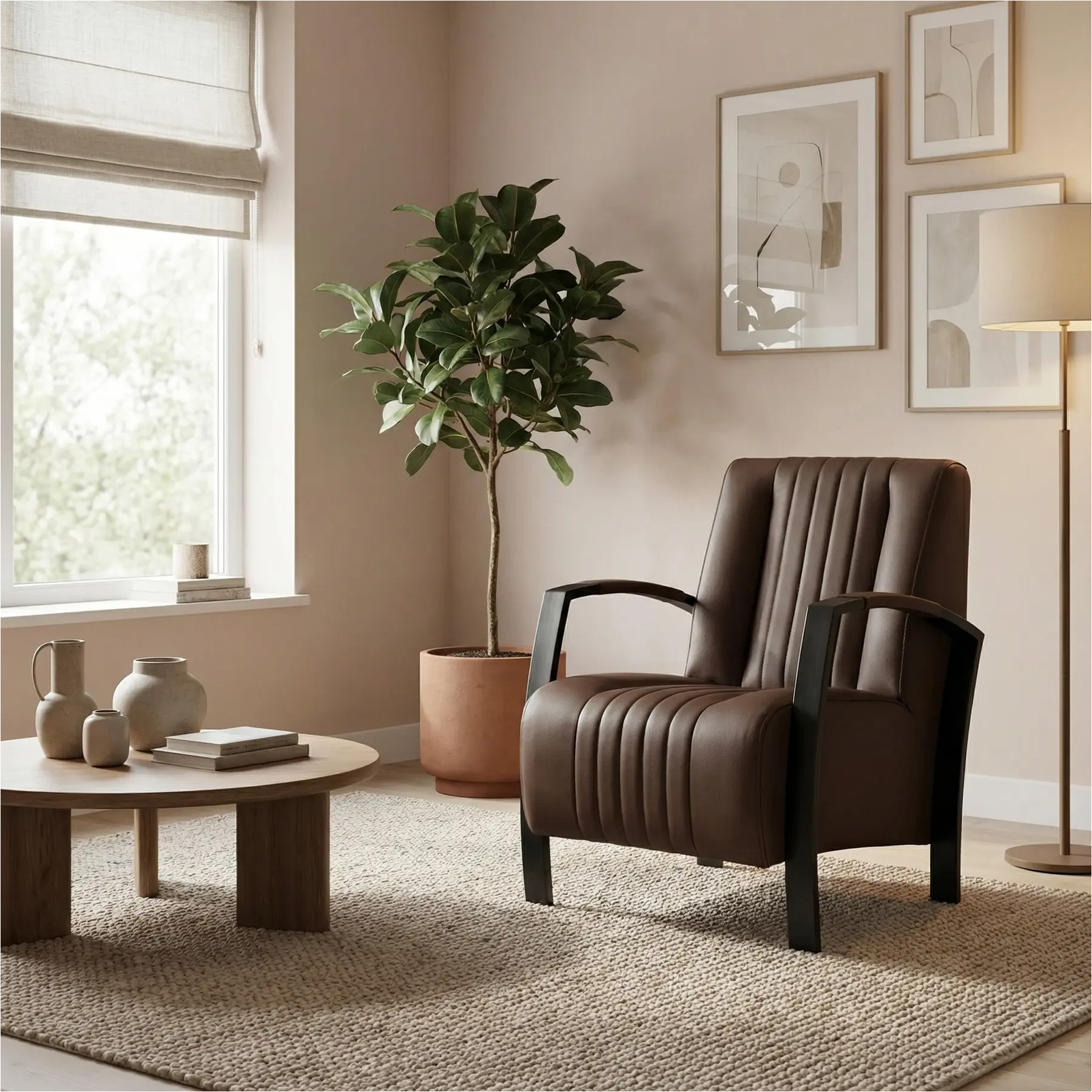 afbeelding van Leren fauteuil Glamour - Toledo Espresso (bruin)