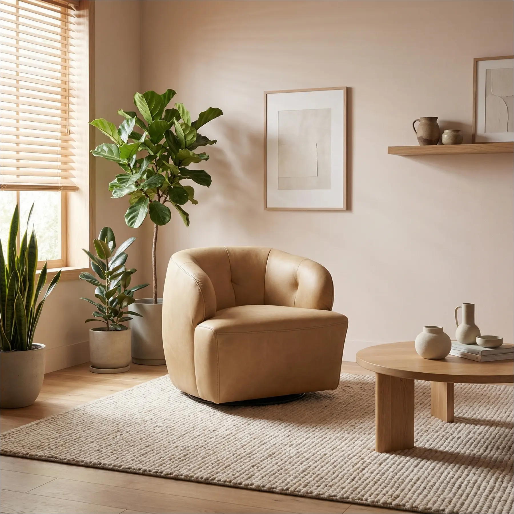 afbeelding van Leren draaifauteuil Cloud