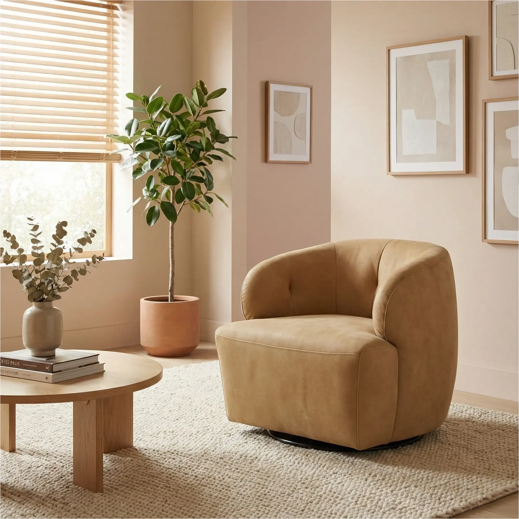 afbeelding van Leren draaifauteuil Cloud - Kenia Walnut (cognac)