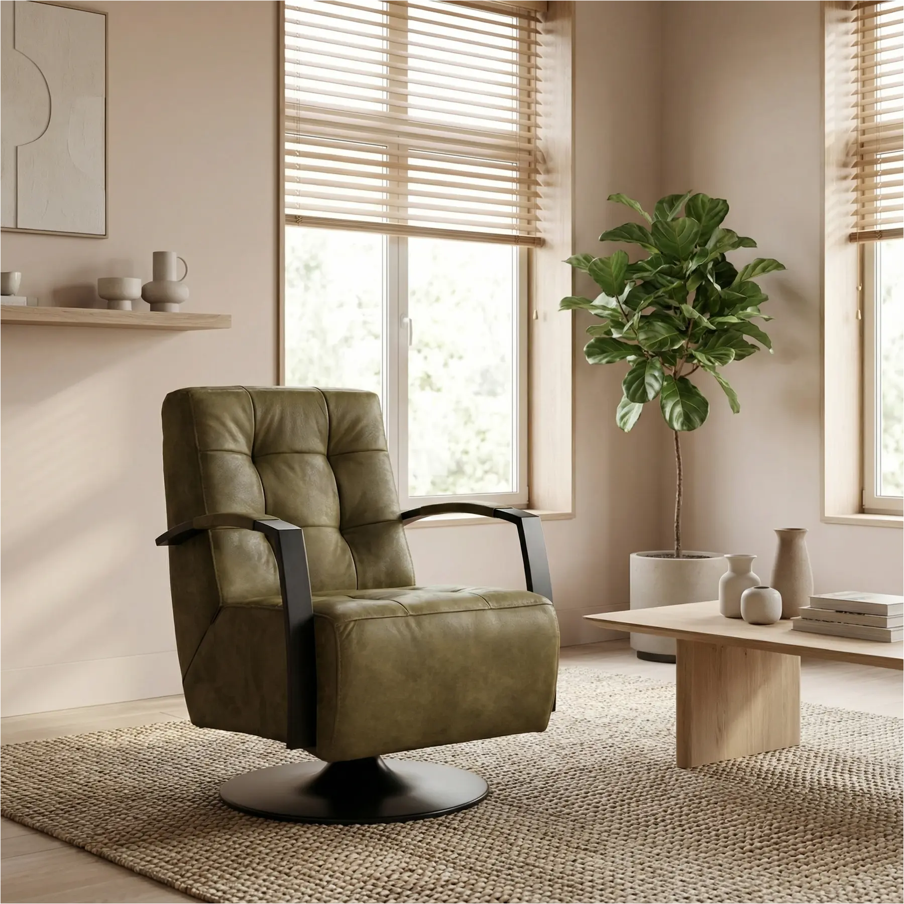 afbeelding van Leren draaifauteuil Mind