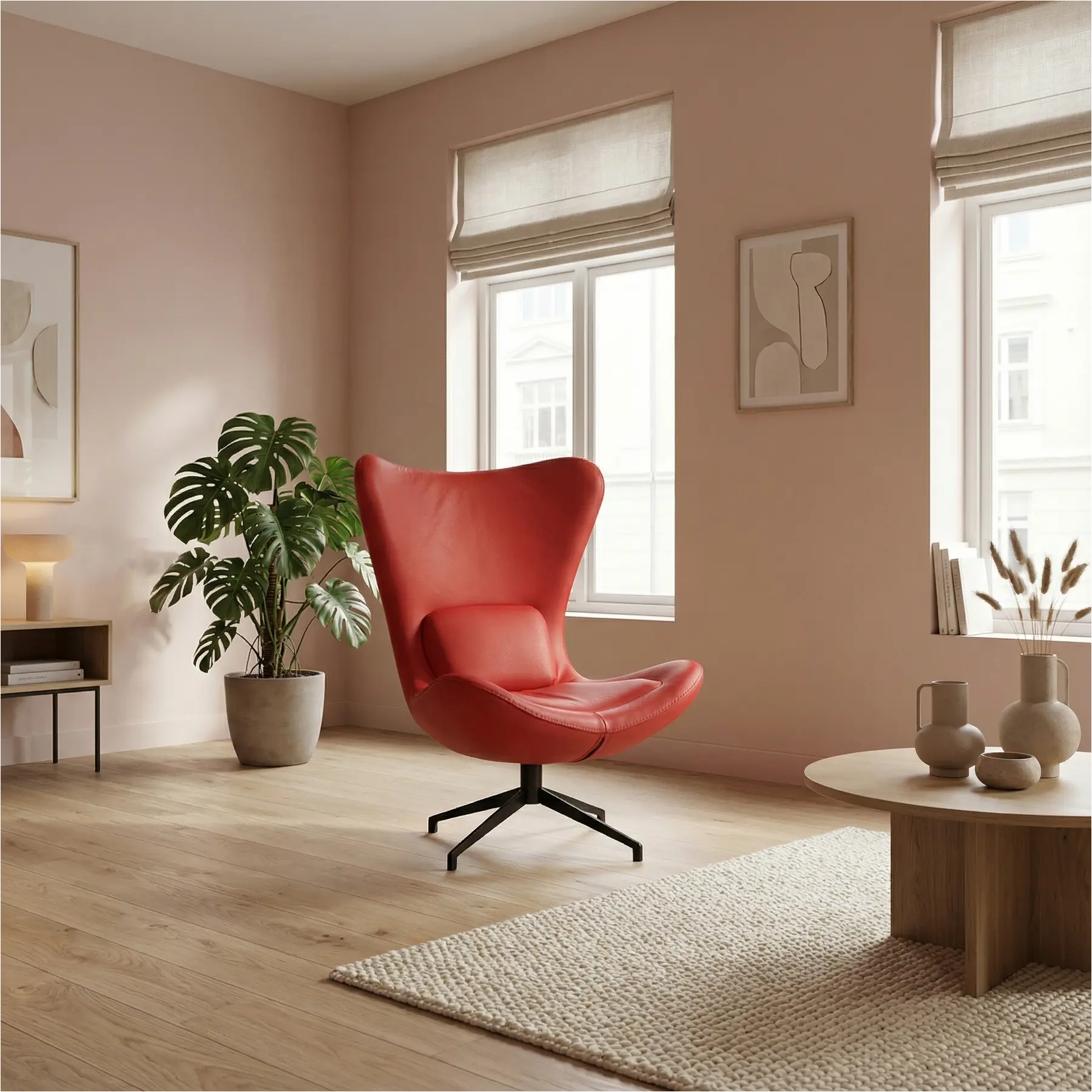 afbeelding van Leren draaifauteuil Soul - Toledo Ferrari (felrood) - Stervoet zwart