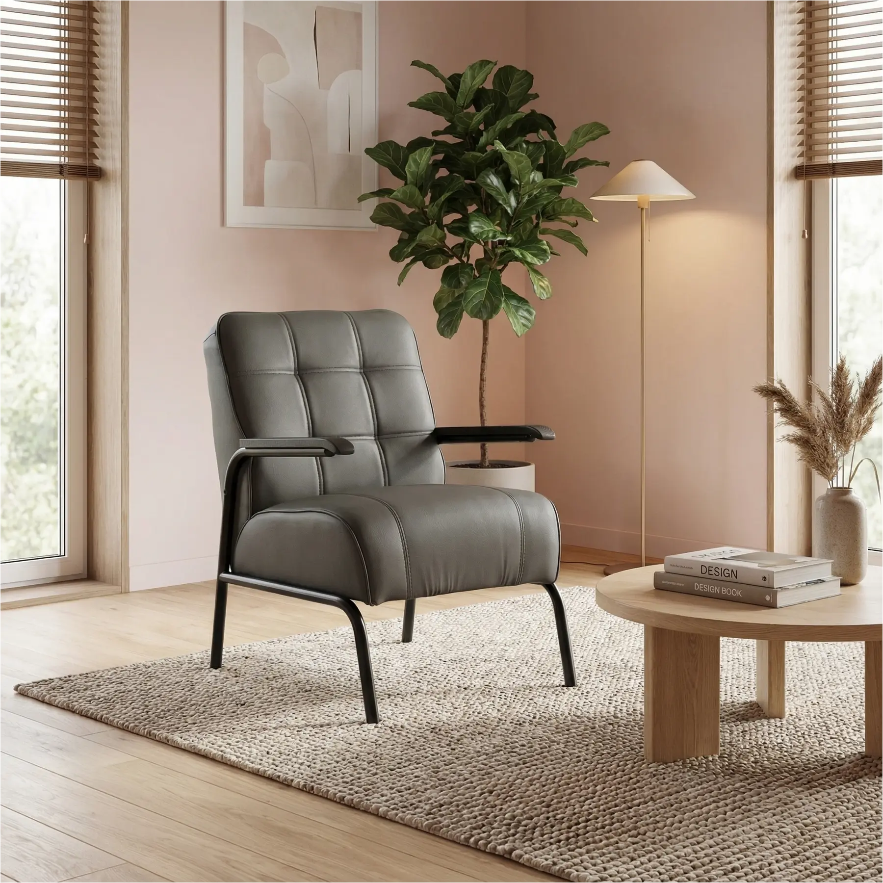 afbeelding van Leren fauteuil Ahead - Hermes Antracite (donkergrijs)