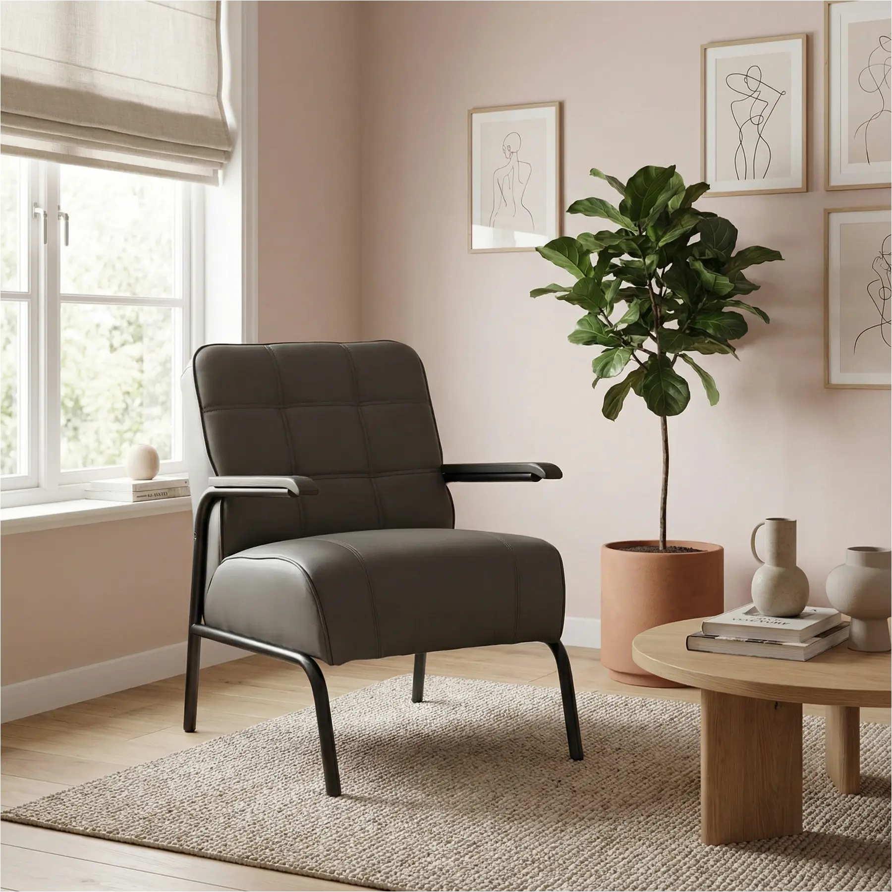 afbeelding van Leren fauteuil Ahead - Toledo Antracite (donkergrijs)