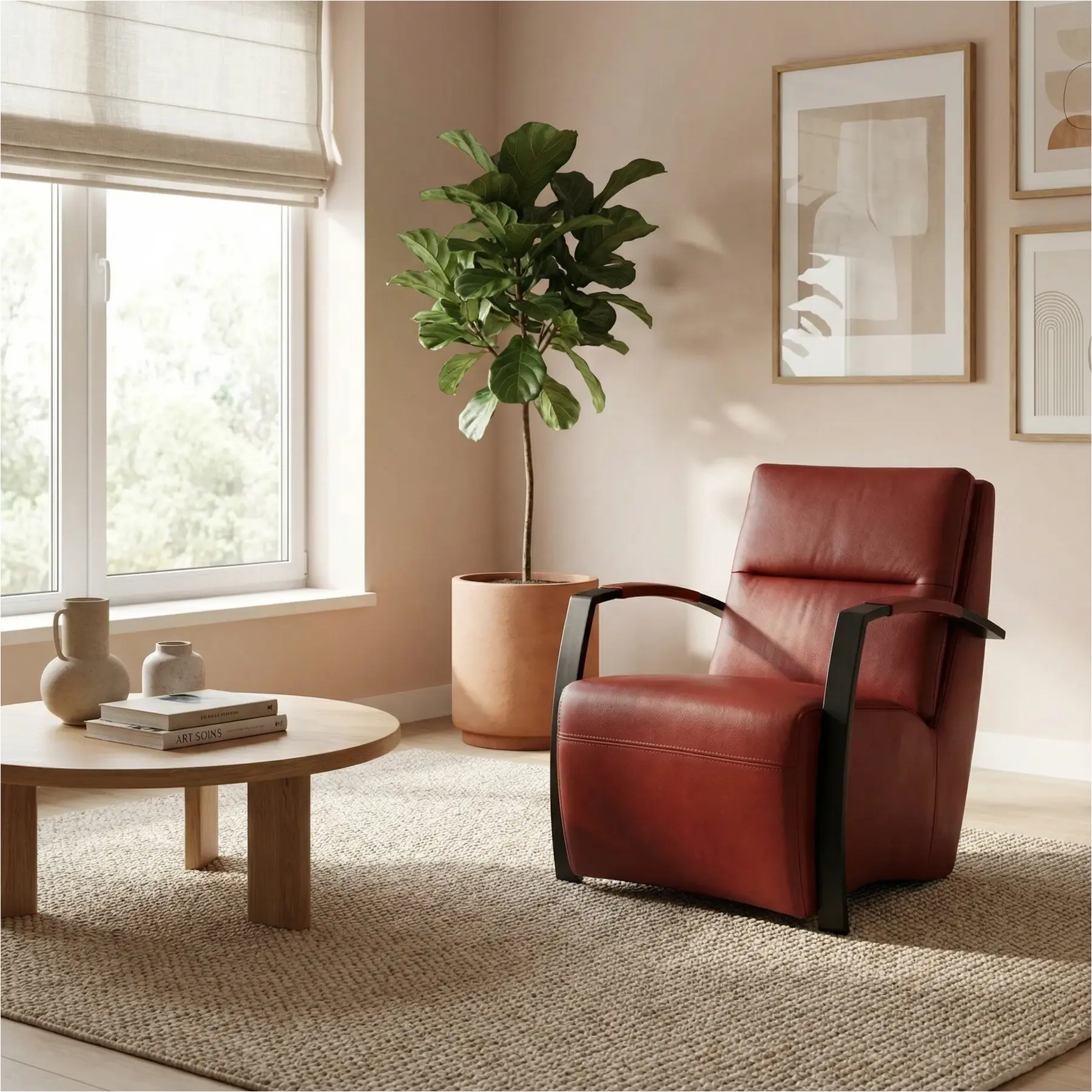 afbeelding van Leren fauteuil Arrival - Granada Rouge (rood)