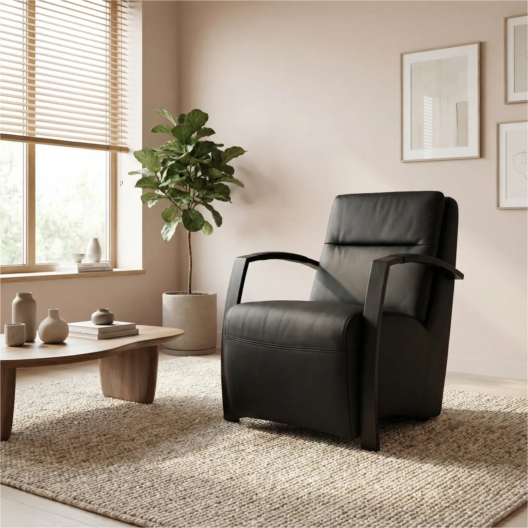 afbeelding van Leren fauteuil Arrival - Toledo Nero (zwart)