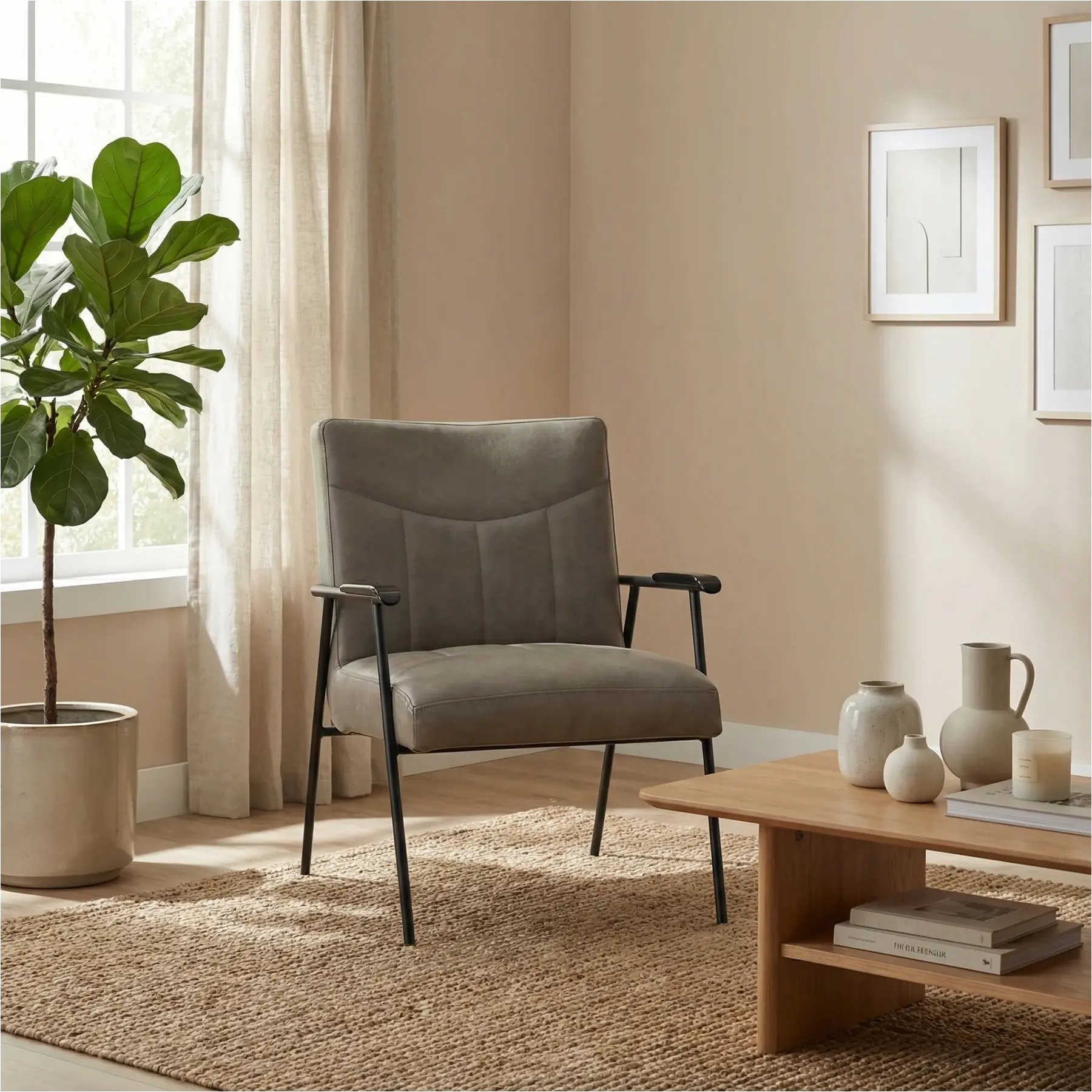 afbeelding van Leren fauteuil Beam