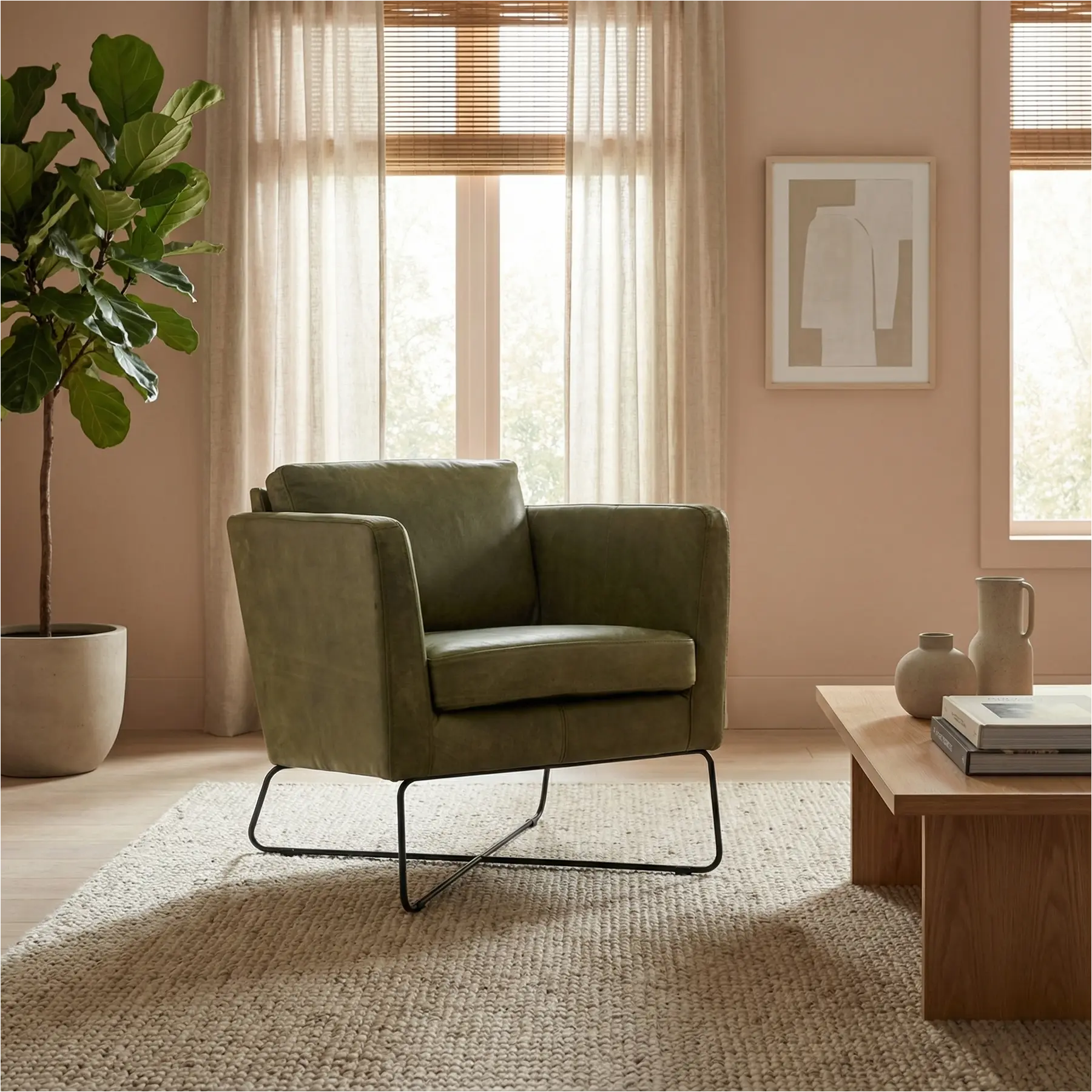 afbeelding van Leren fauteuil Crossover - Kenia Olive (olijf)