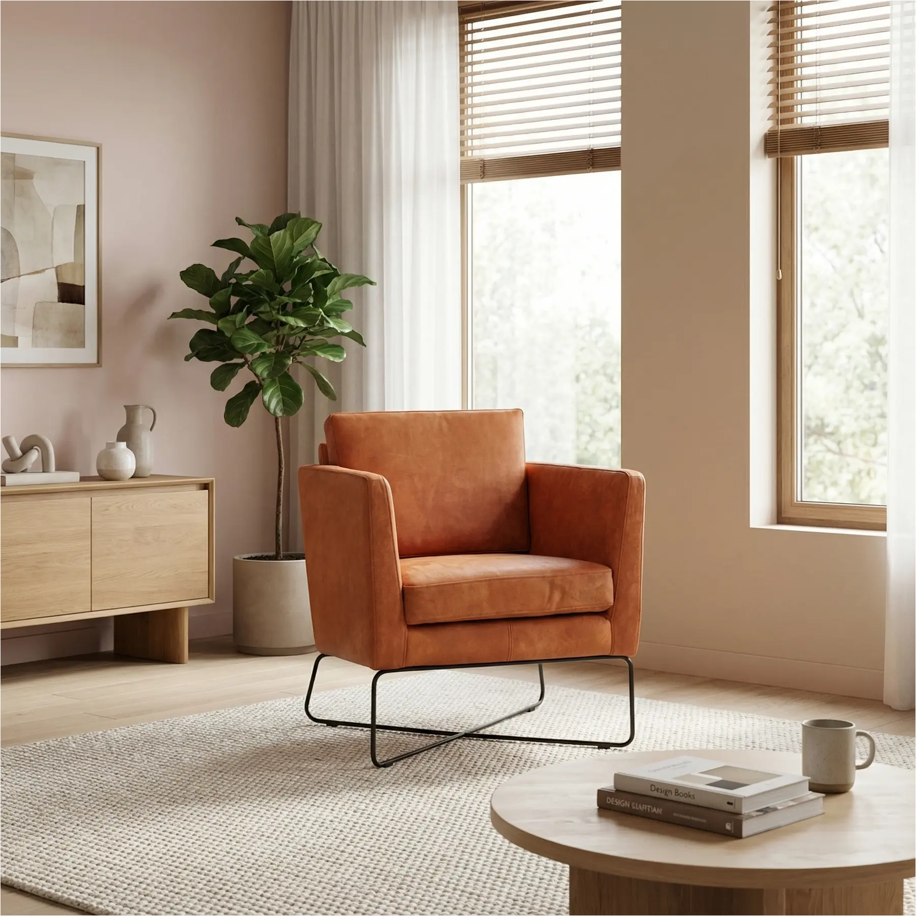 afbeelding van Leren fauteuil Crossover - Kenia Rost (oranje)