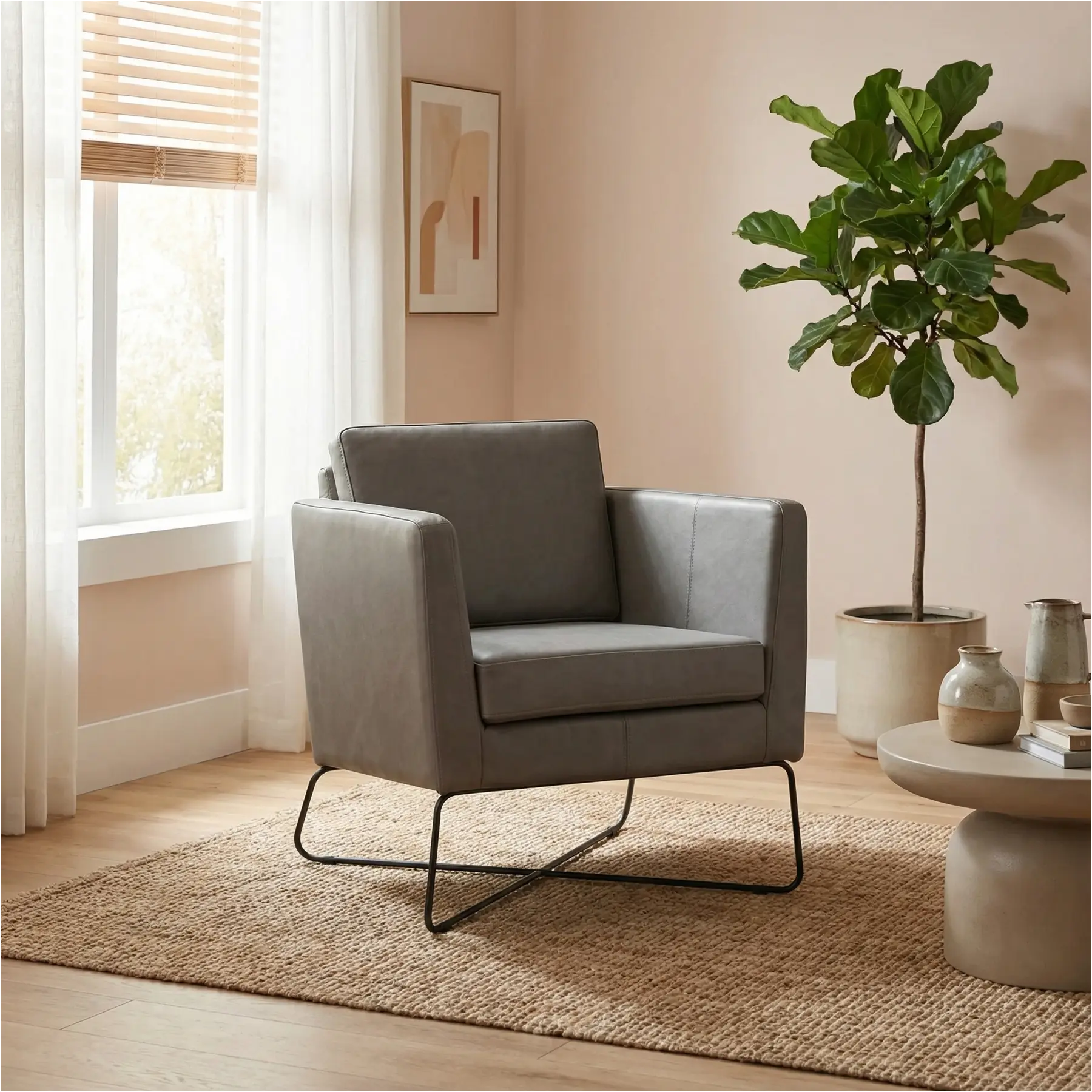 afbeelding van Leren fauteuil Crossover - Rancho Steel (grijs)