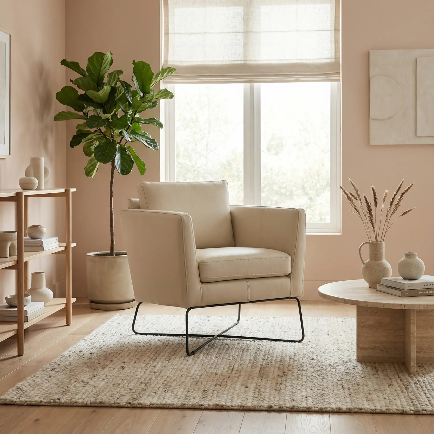 afbeelding van Leren fauteuil Crossover - Toledo Betulla (crème)