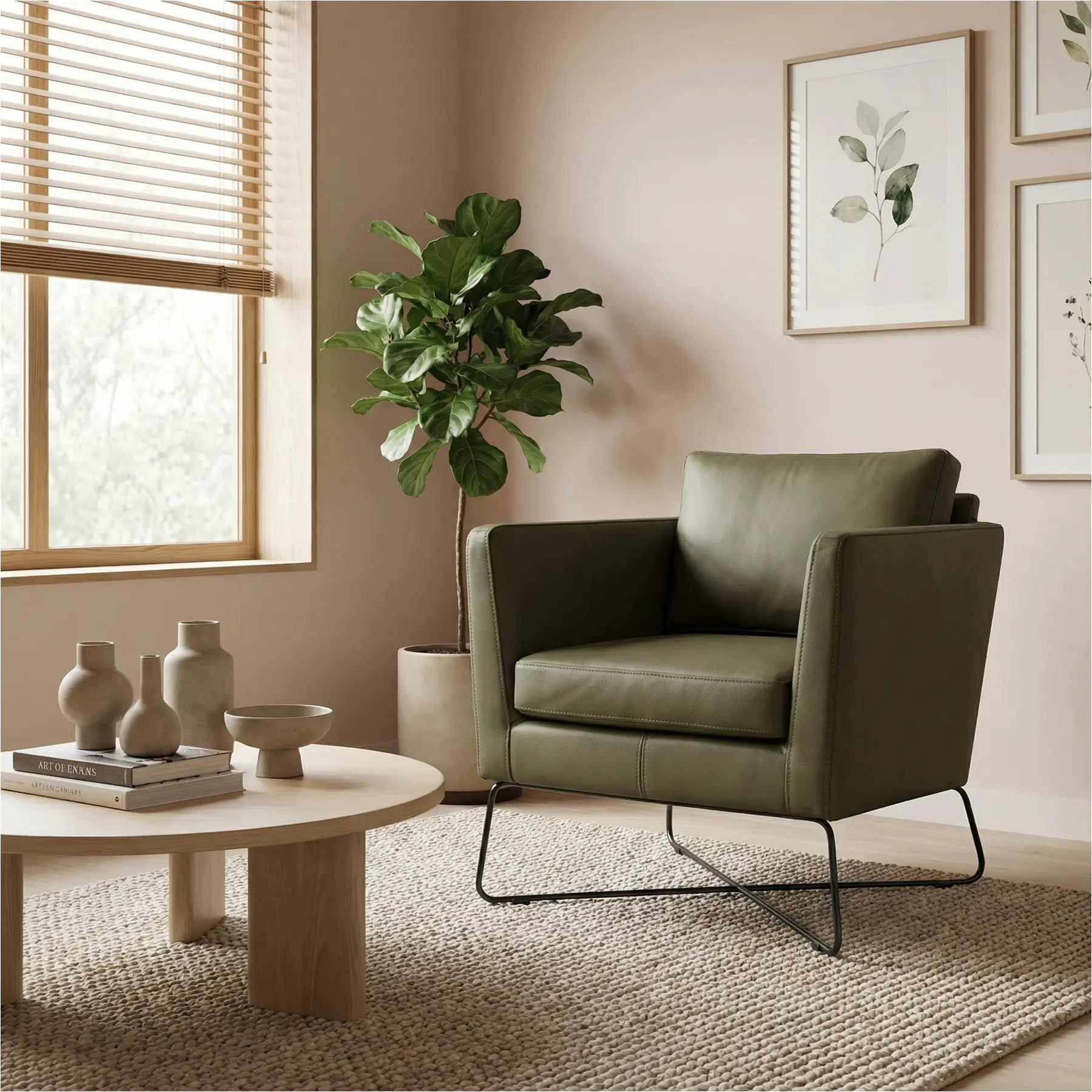 afbeelding van Leren fauteuil Crossover - Toledo Olive (olijf/goen)