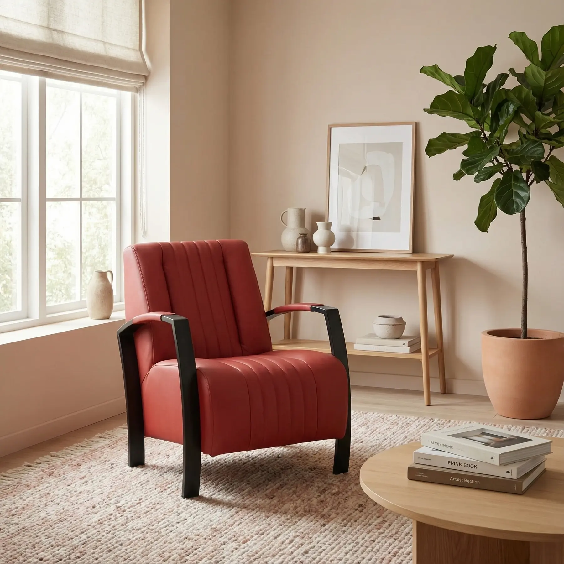 afbeelding van Leren fauteuil Glamour - Toledo Siegelstein (rood)