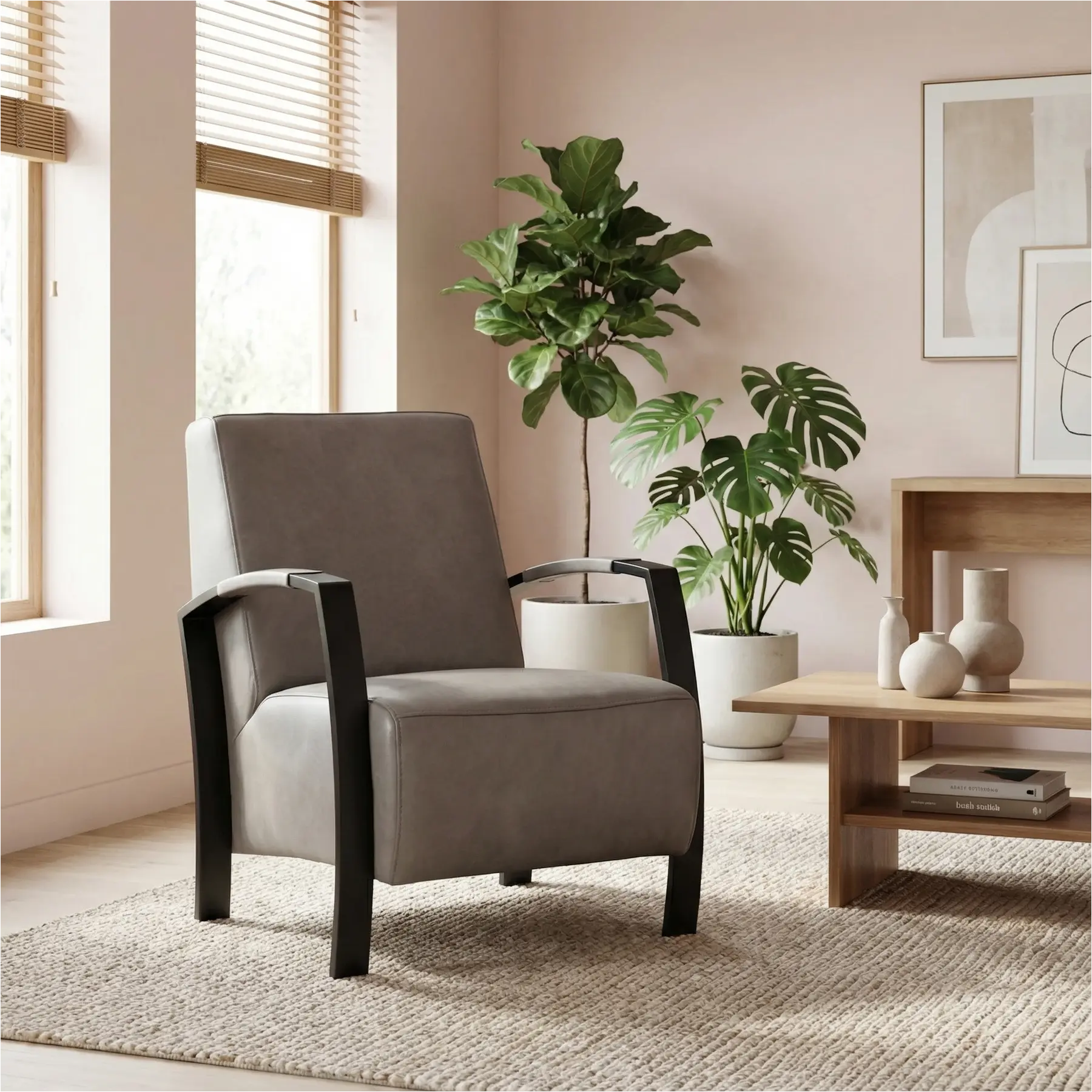 afbeelding van Leren fauteuil Glory - Granada Steel (grijs)