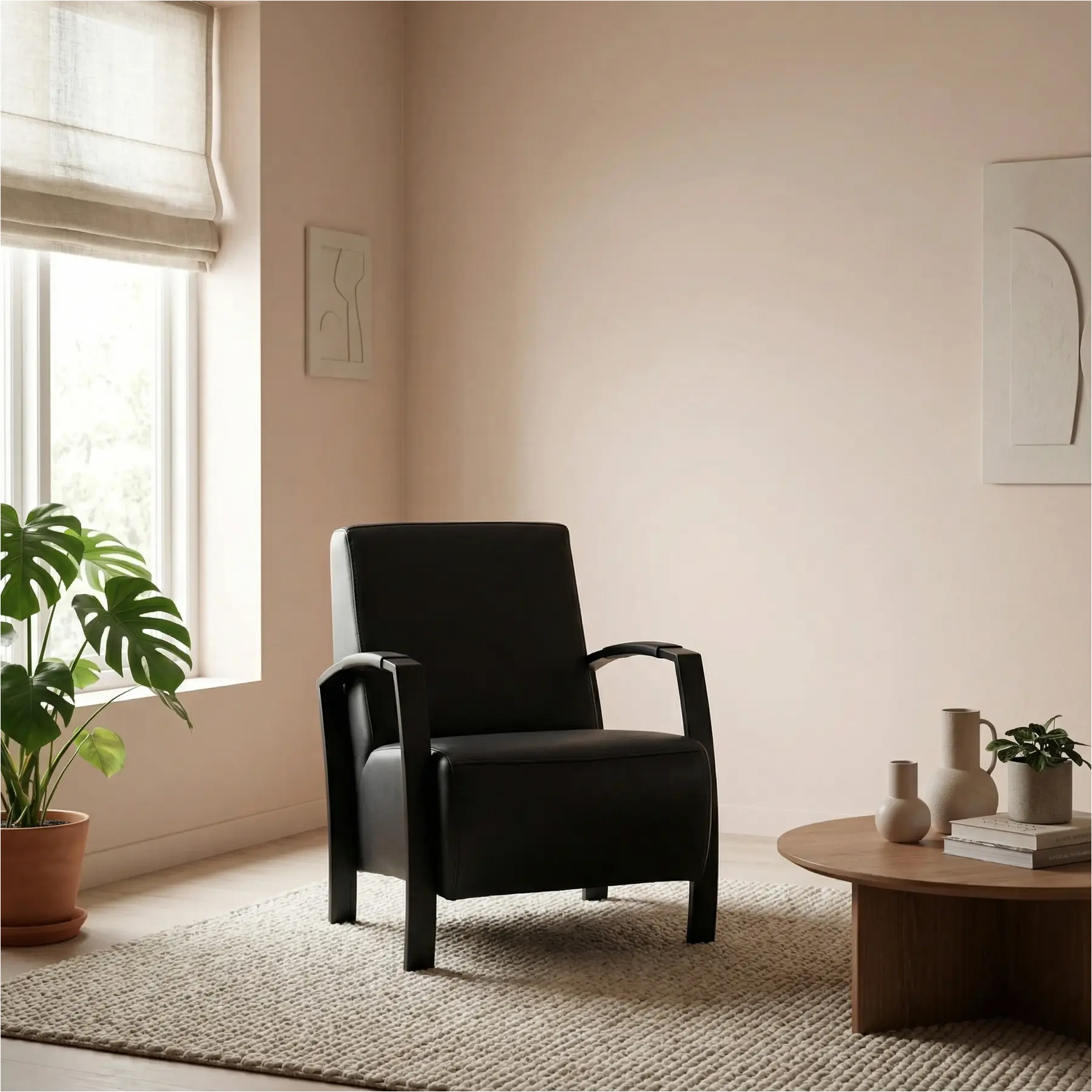 afbeelding van Leren fauteuil Glory - Massif Nero (zwart)