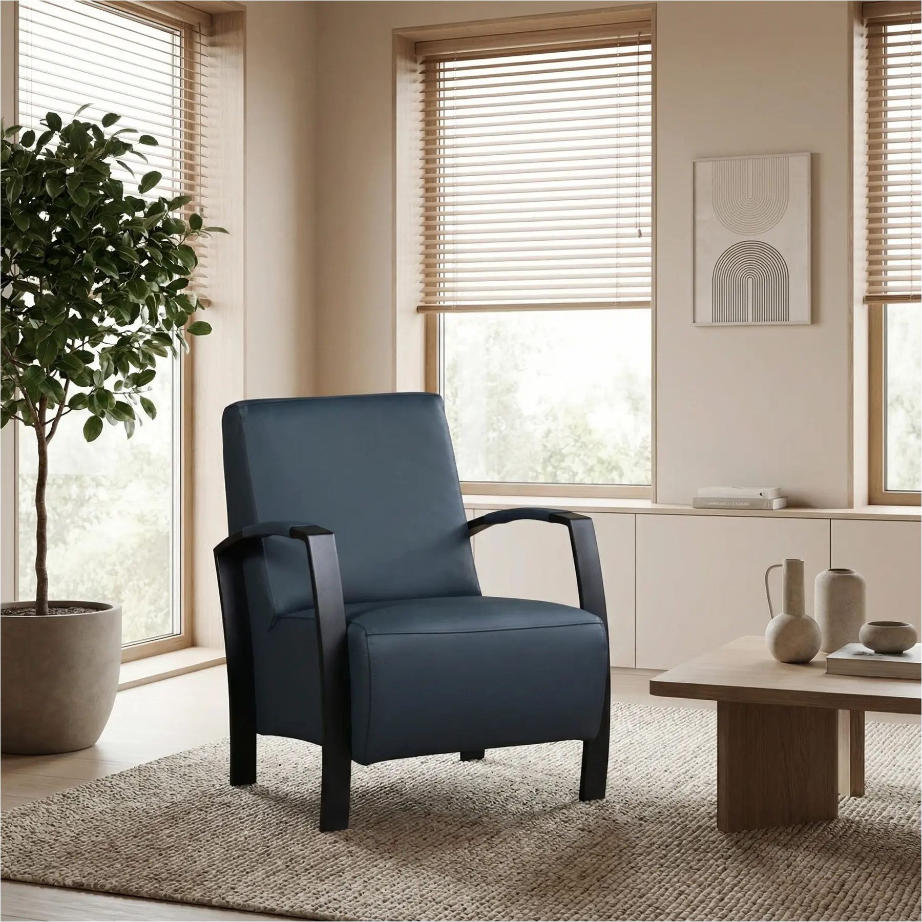 afbeelding van Leren fauteuil Glory - Toledo Marine (blauw)